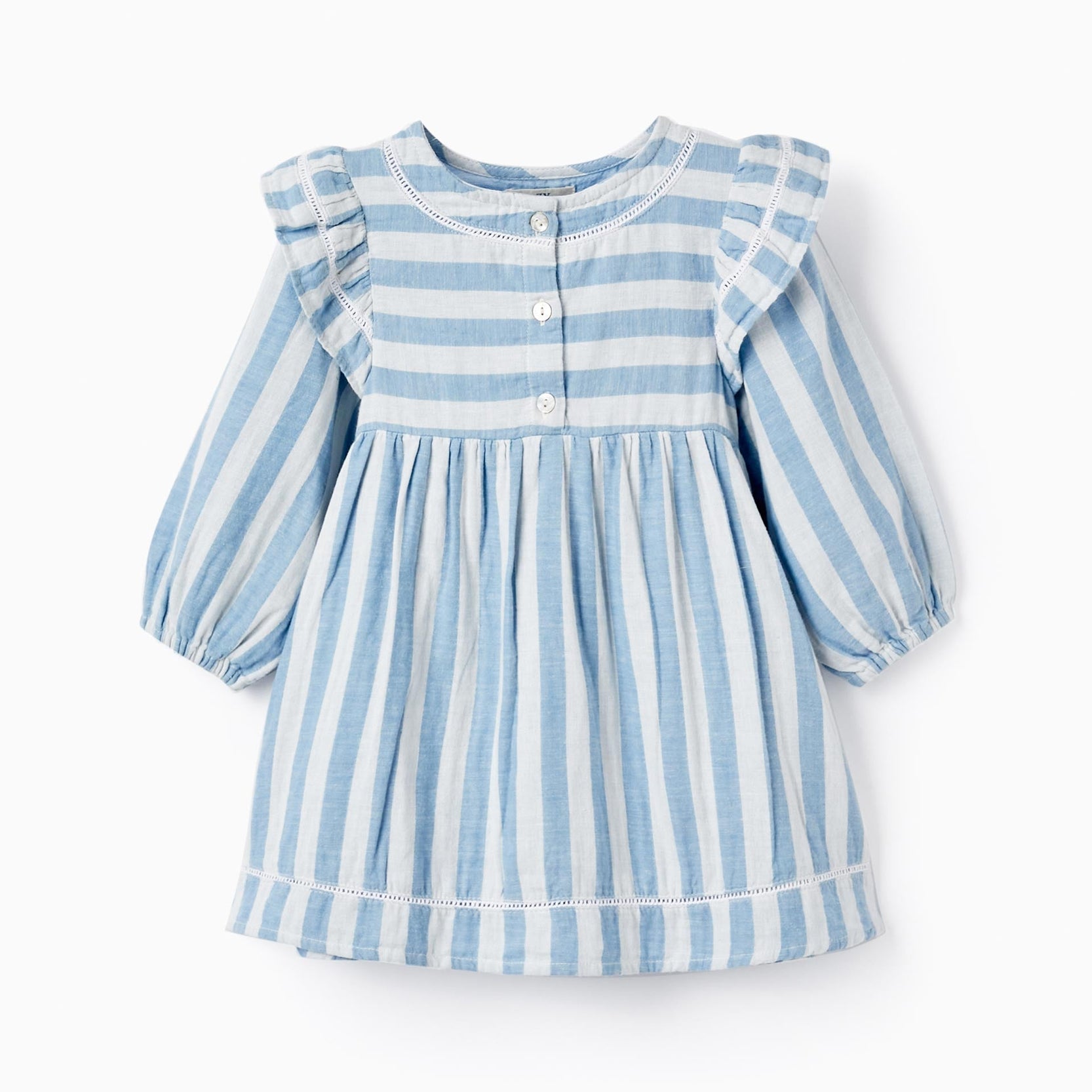 Cotton Striped Dress for Baby Girls 'B&S', White/Blue