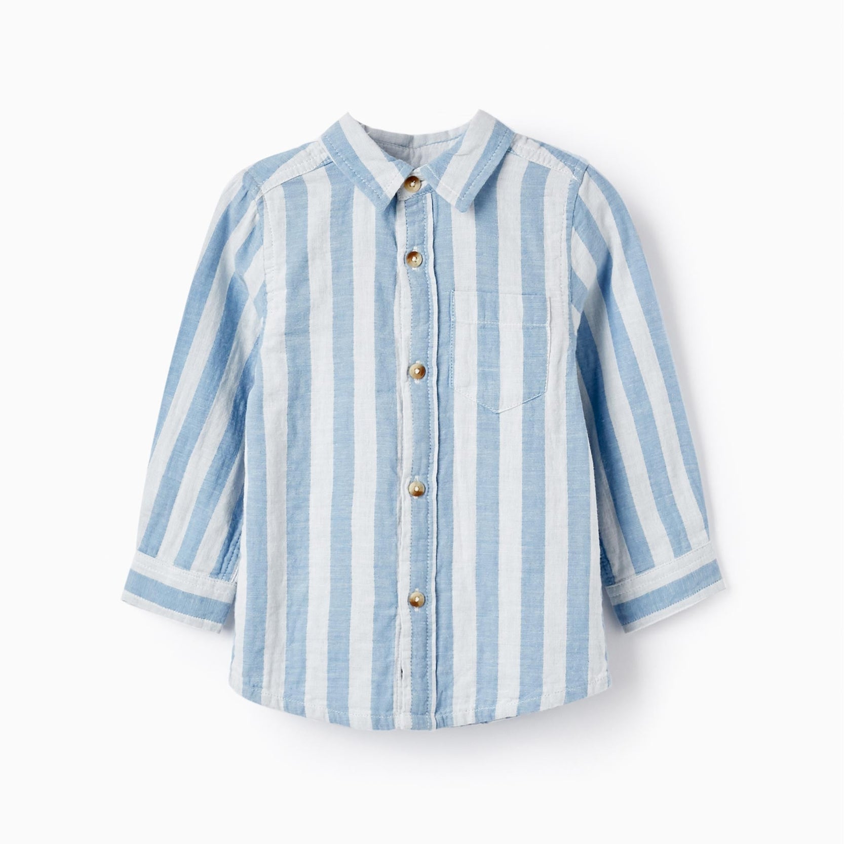 Striped Cotton Shirt for Baby Boys, Blue