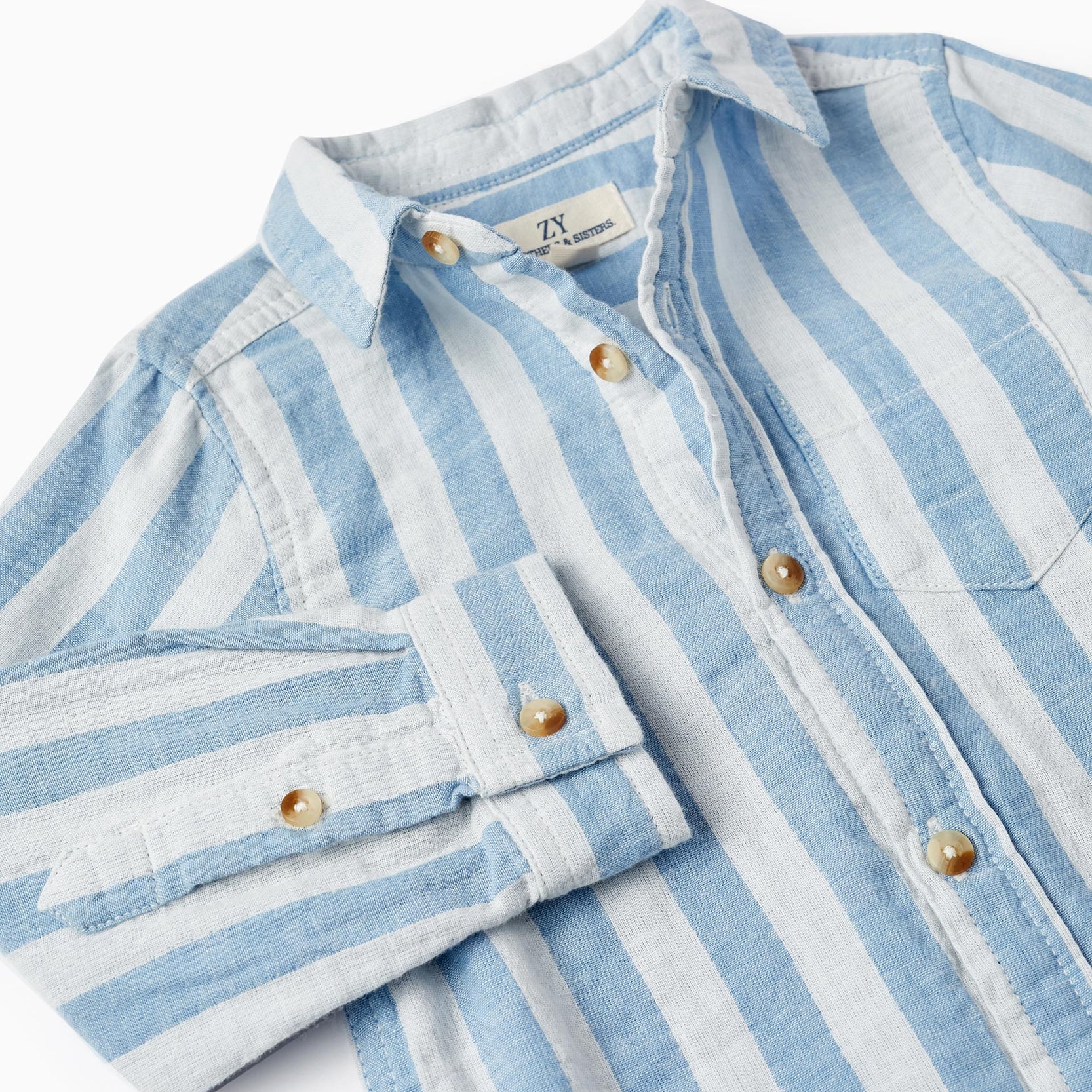 Striped Cotton Shirt for Baby Boys, Blue