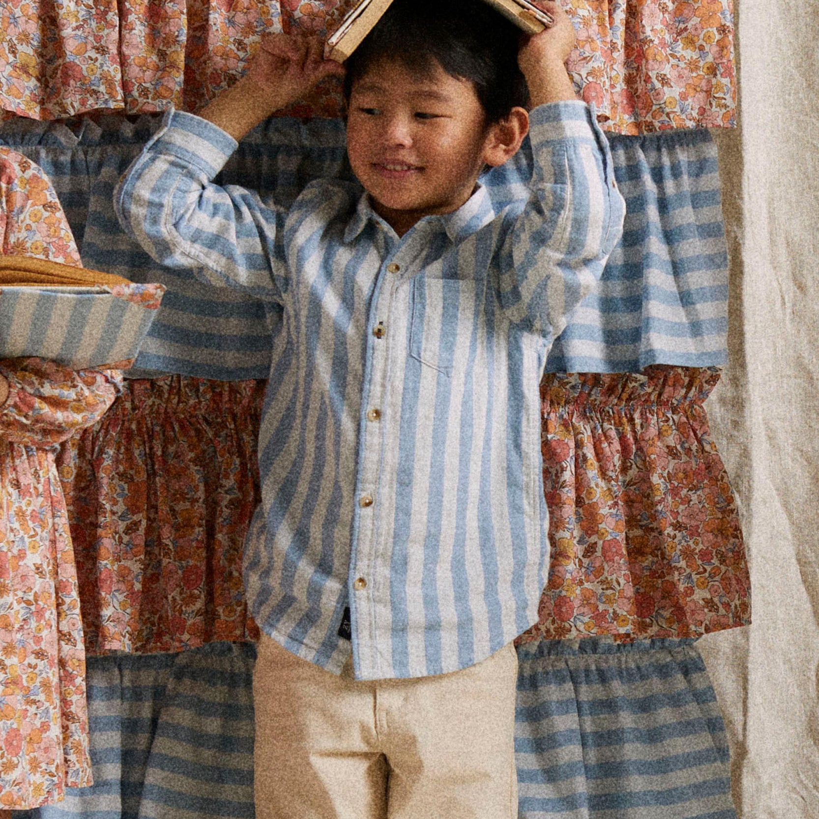 Cotton Striped Shirt for Boys 'B&S', White/Blue