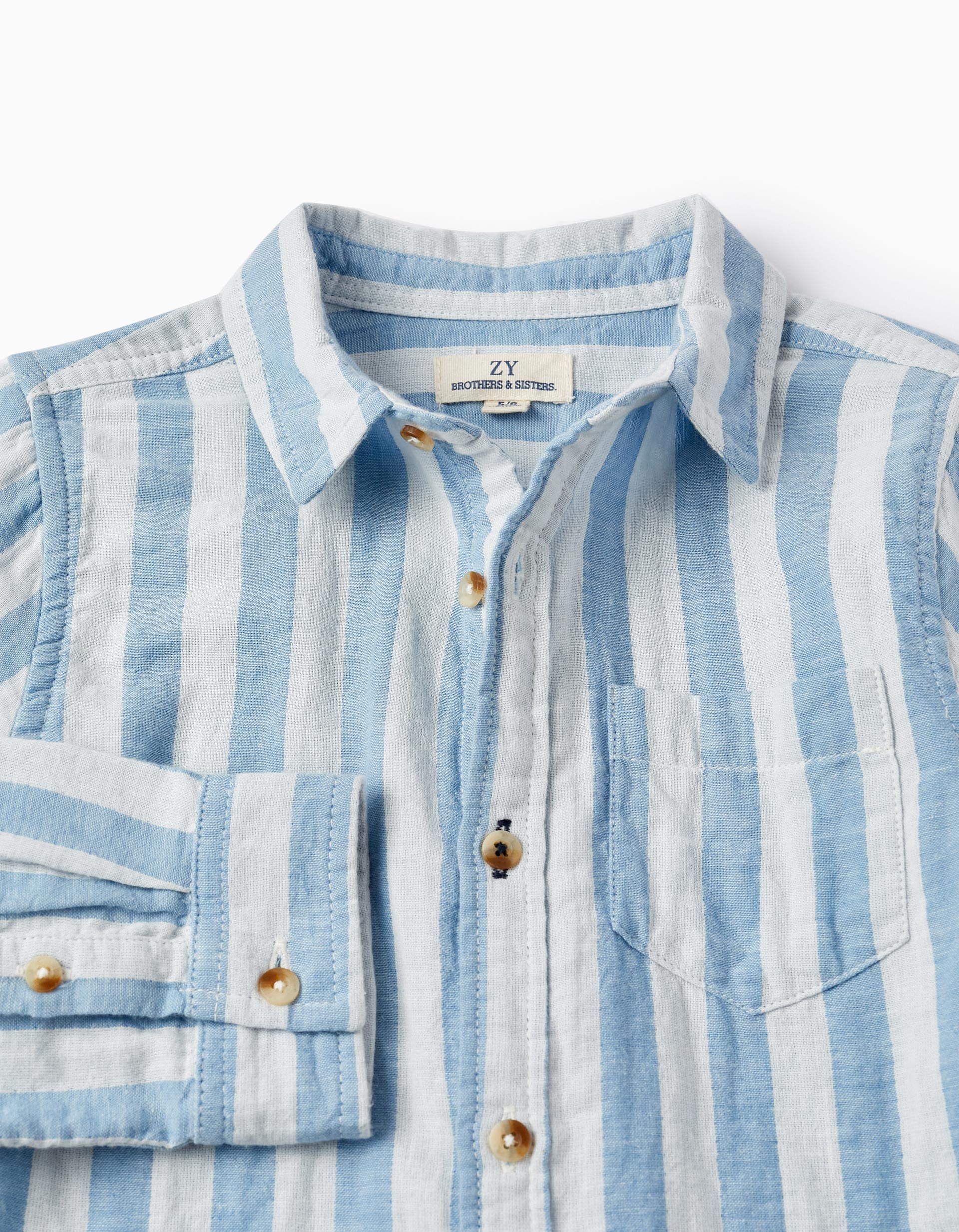 Cotton Striped Shirt for Boys 'B&S', White/Blue