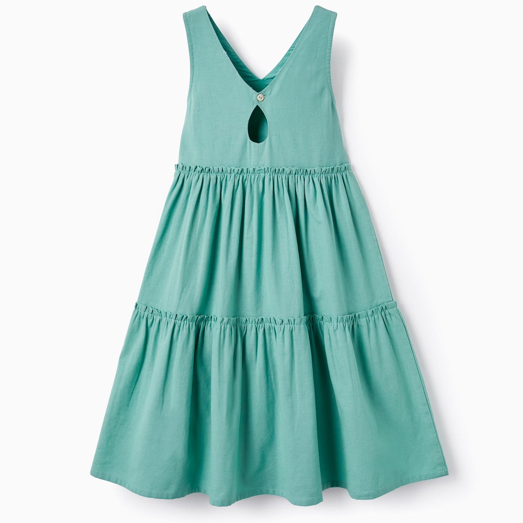 Cotton and Linen Dress for Girls, Green