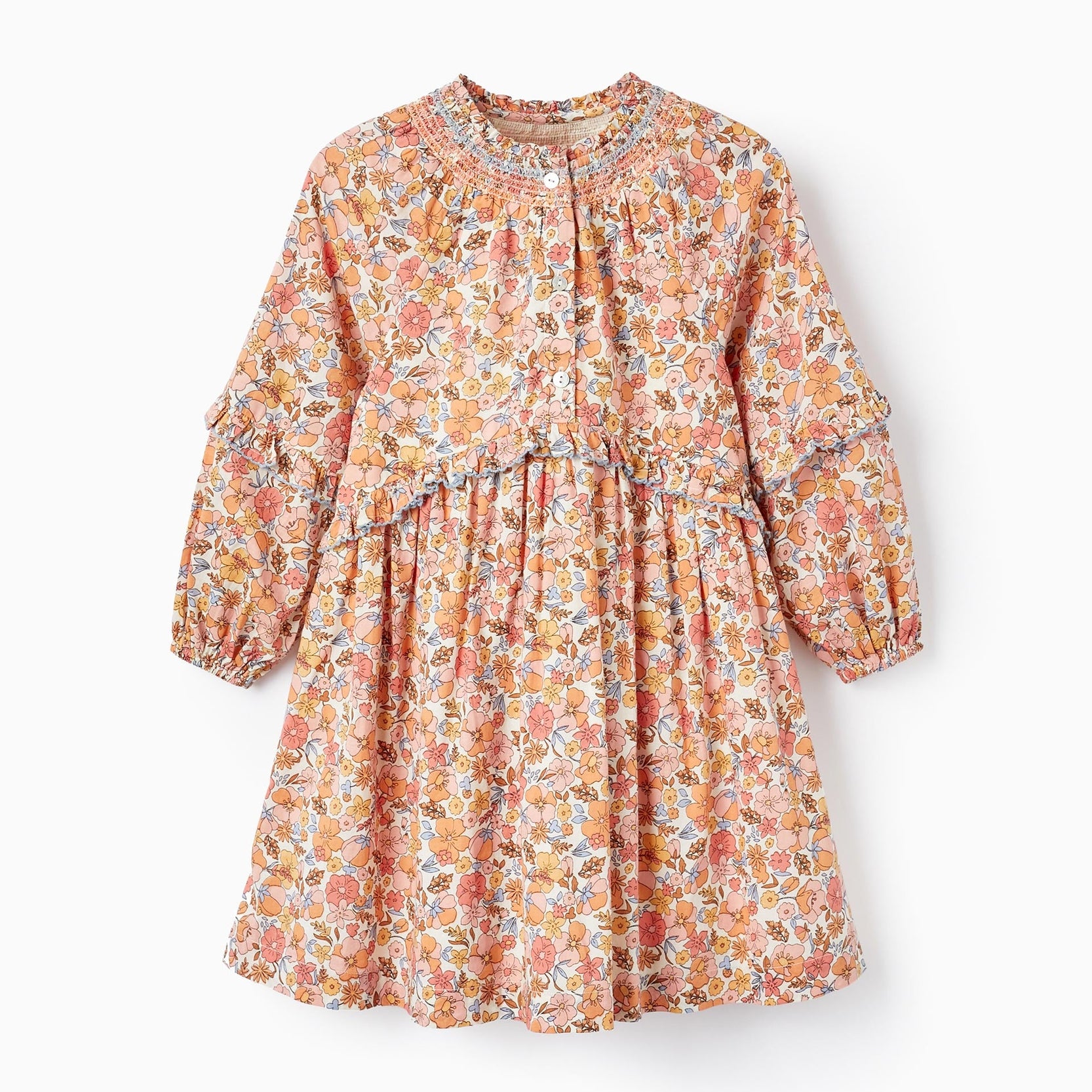 Cotton Flower Dress for Girls, Multicolour