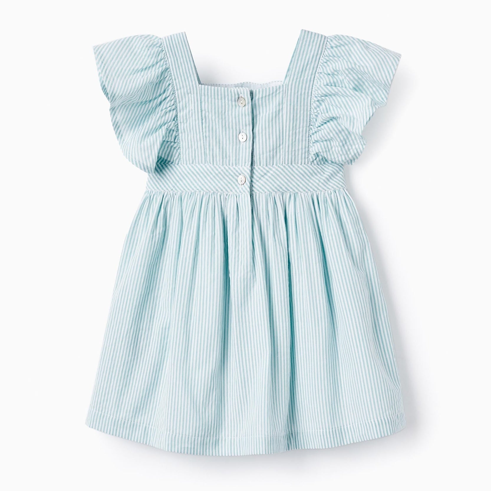 Striped Dress with Ruffles for Baby Girls 'B&S', Green/White