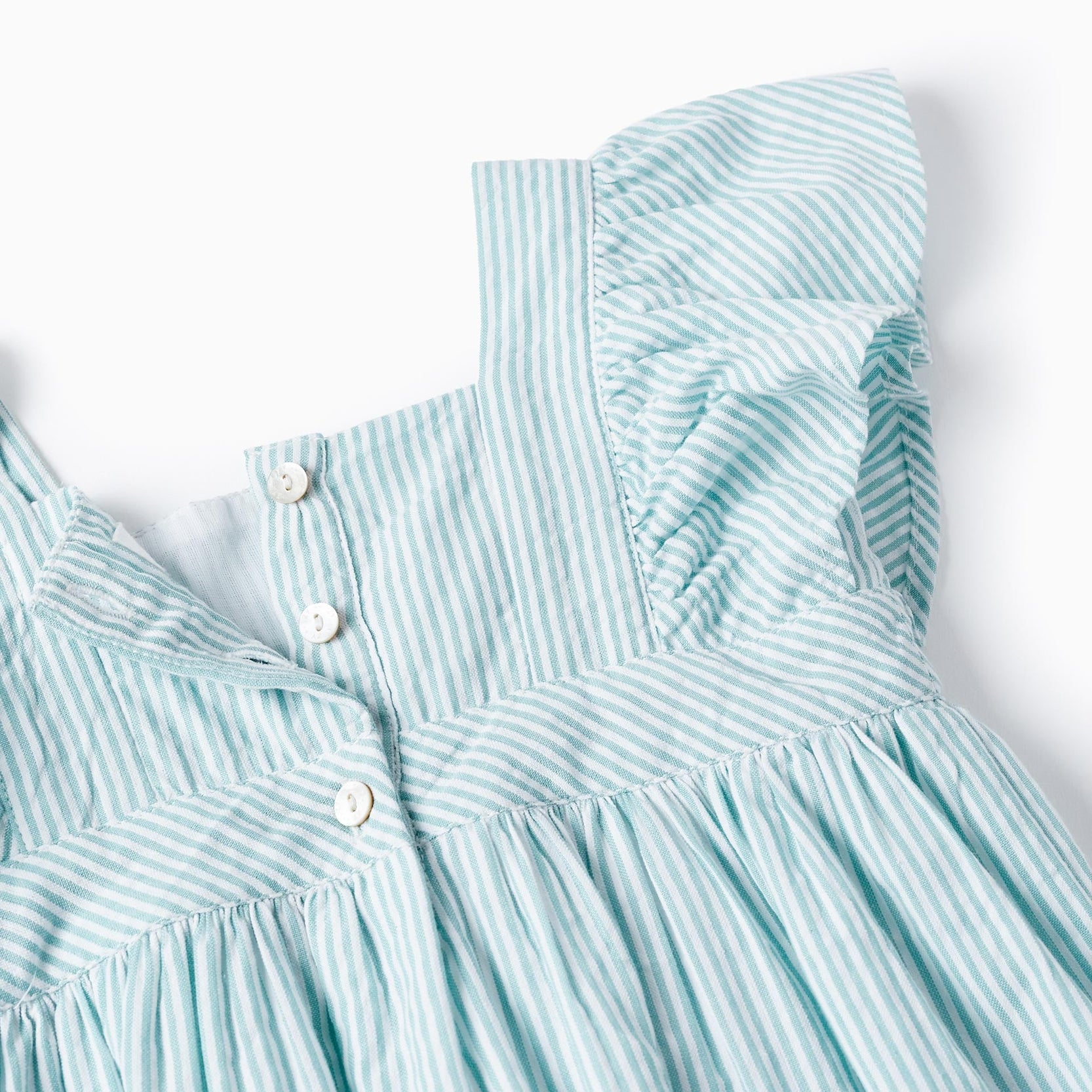 Striped Dress with Ruffles for Baby Girls 'B&S', Green/White