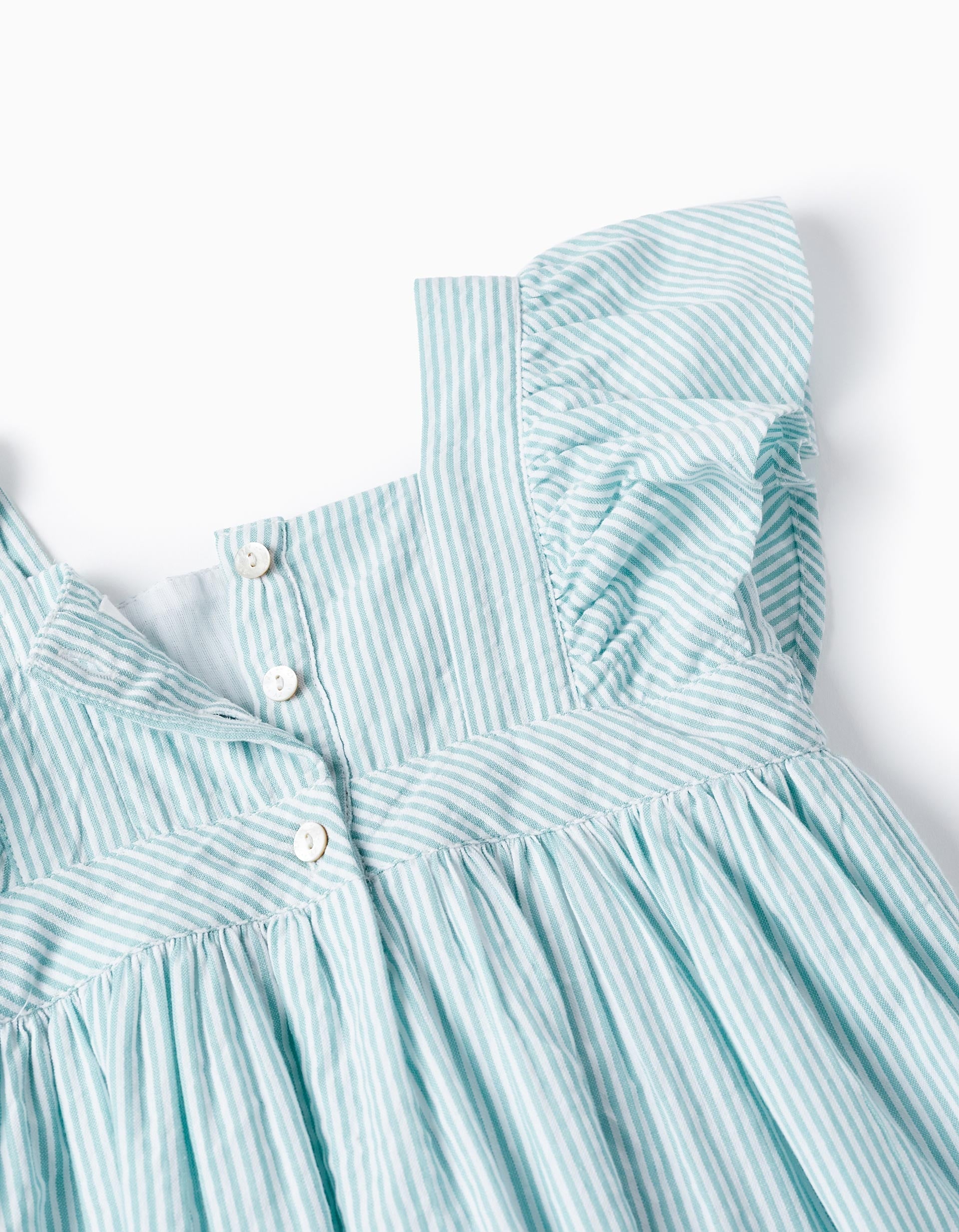Striped Dress with Ruffles for Baby Girls 'B&S', Green/White