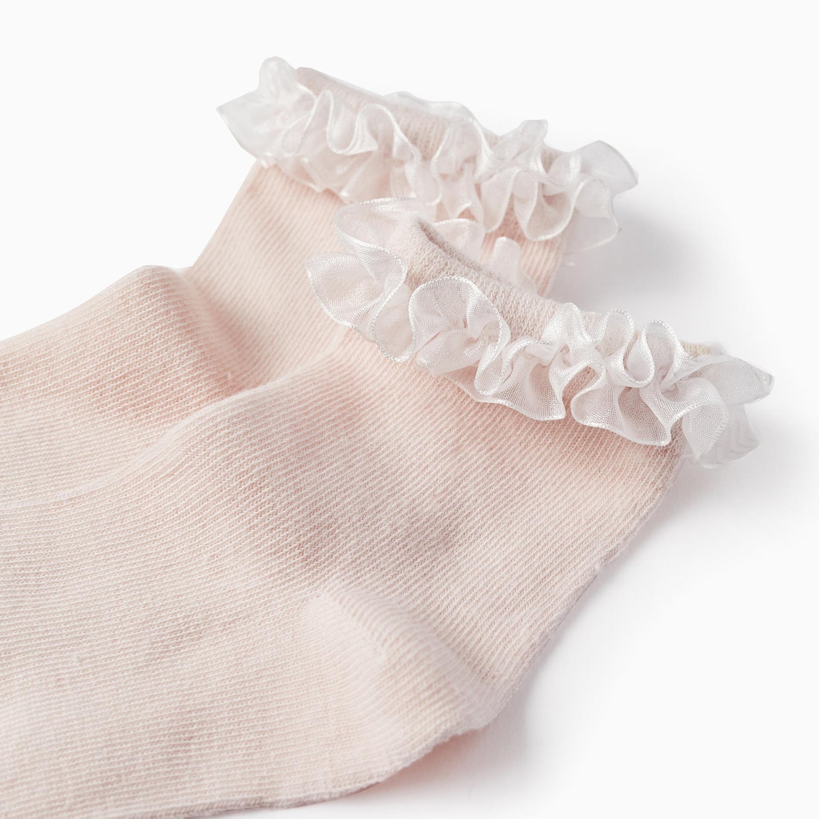Frilly Socks for Girls, Light Pink