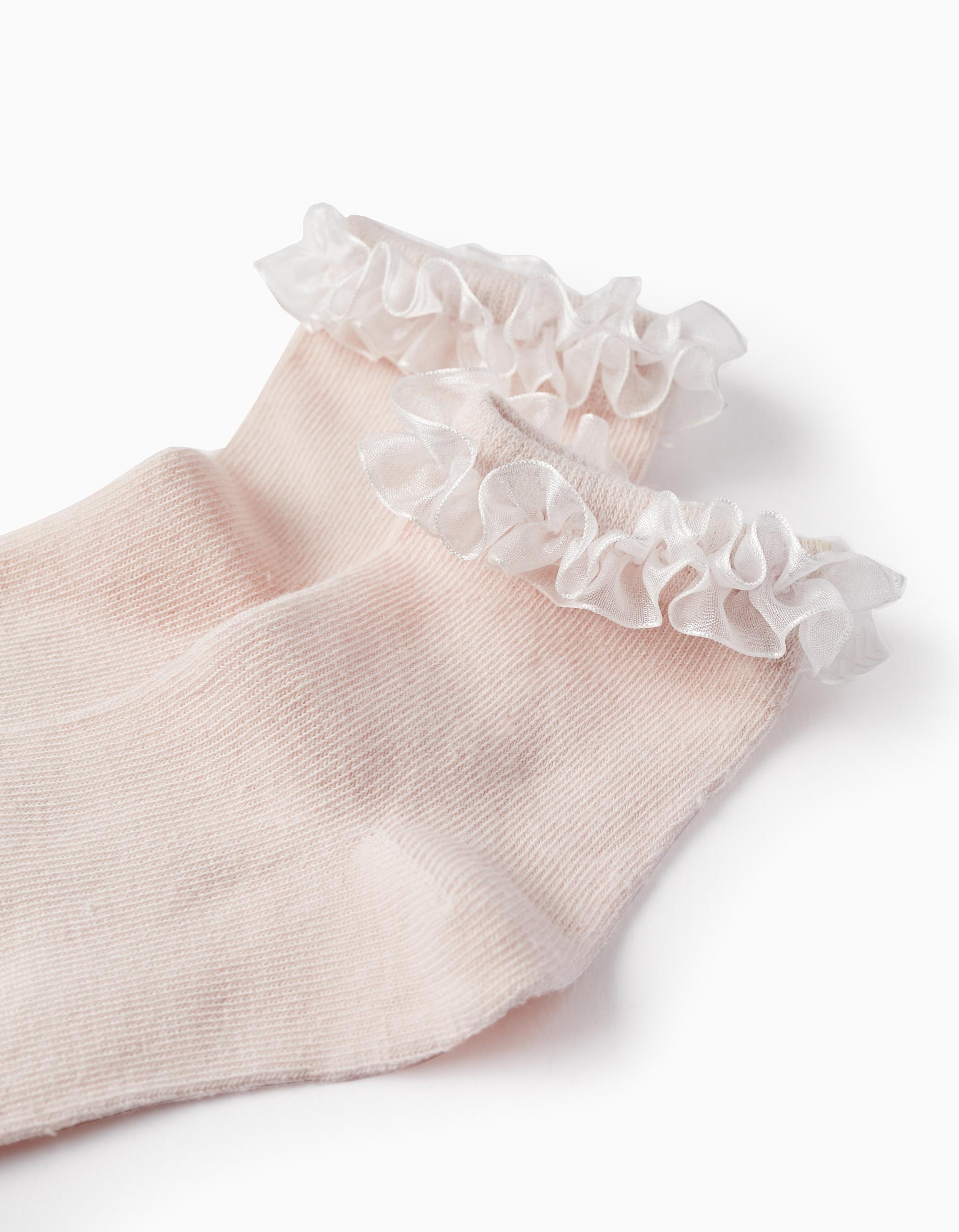 Frilly Socks for Girls, Light Pink
