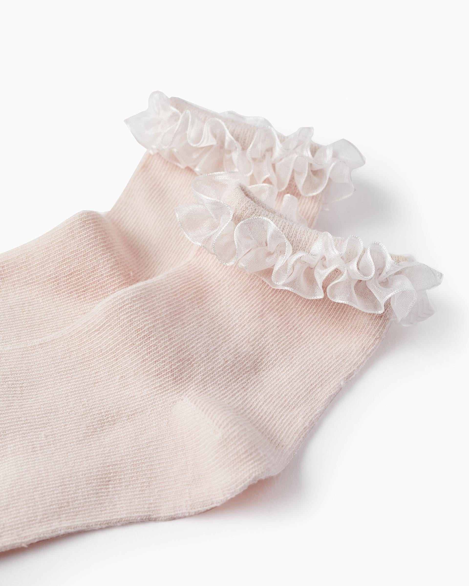 Frilly Socks for Girls, Light Pink