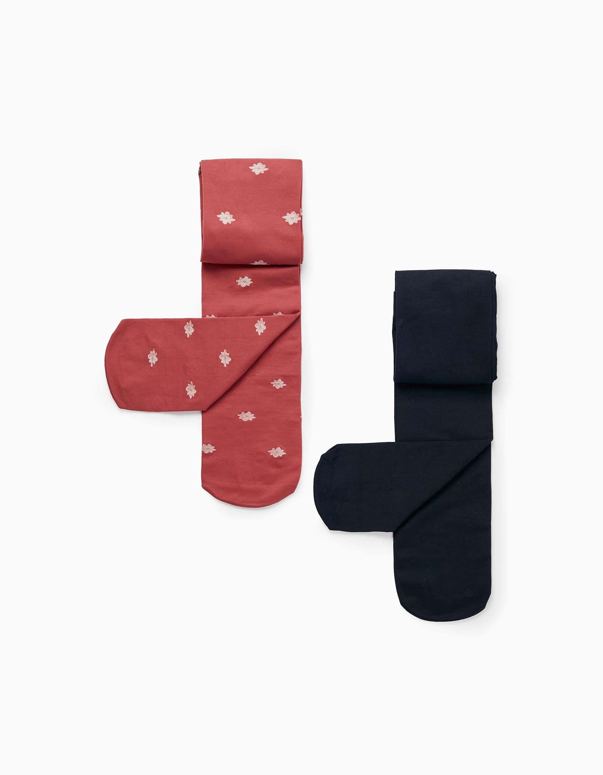 Pack of 2 Microfiber Tights for Girls, Brown/Black