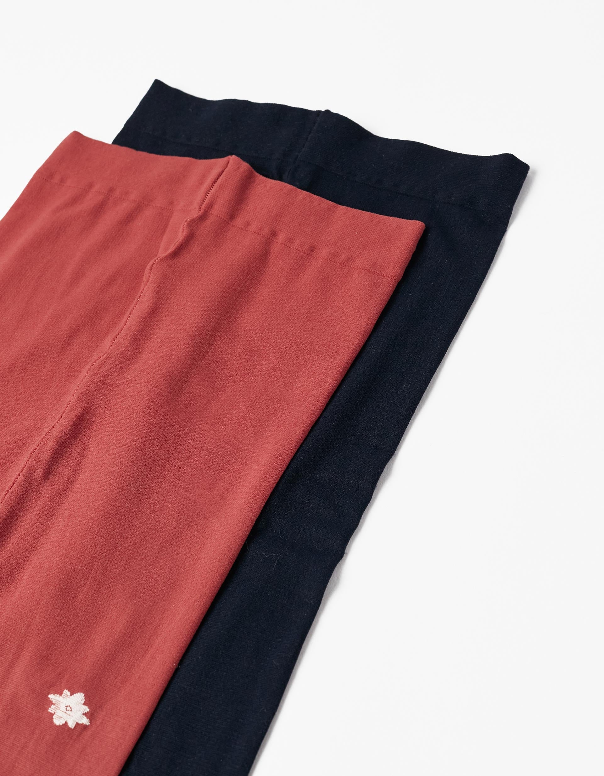 Pack of 2 Microfiber Tights for Girls, Brown/Black