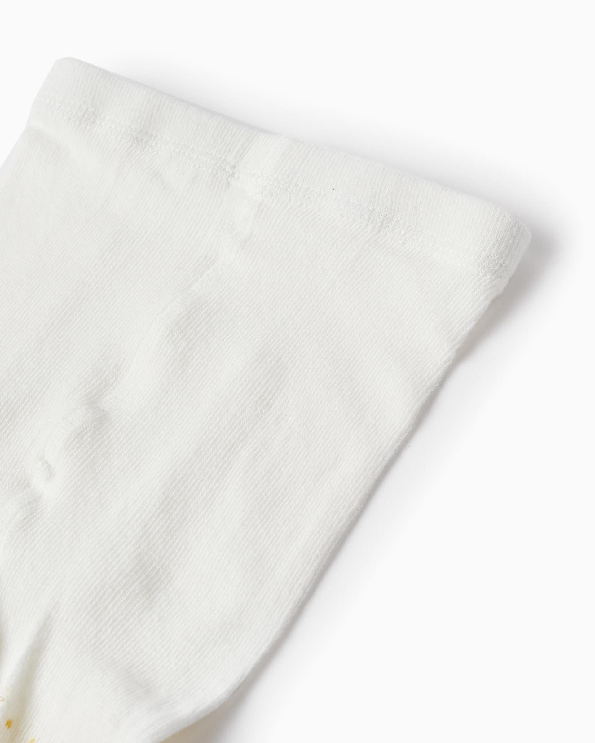 Tights for Girls, White/Yellow