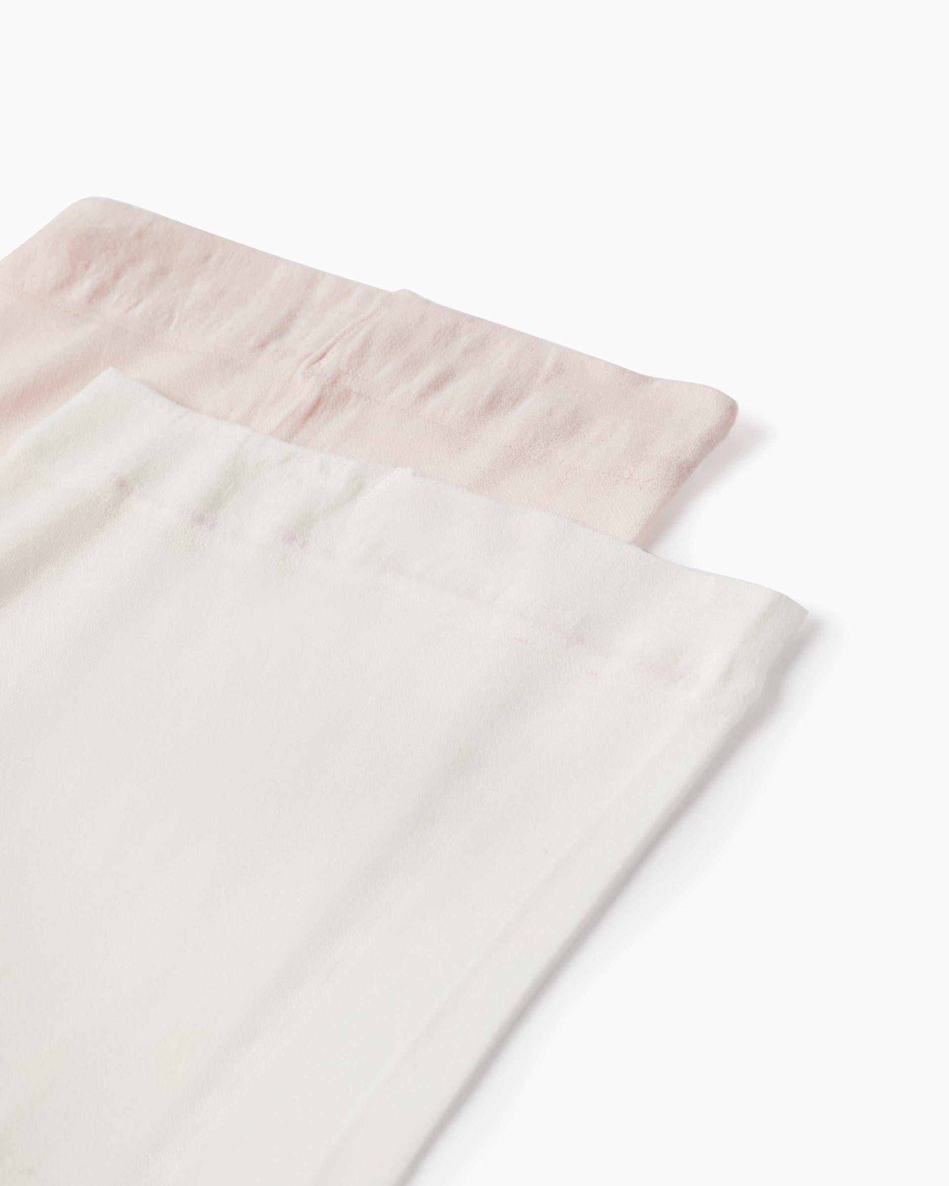 Pack of 2 Microfiber Tights for Girls, White/Light Pink