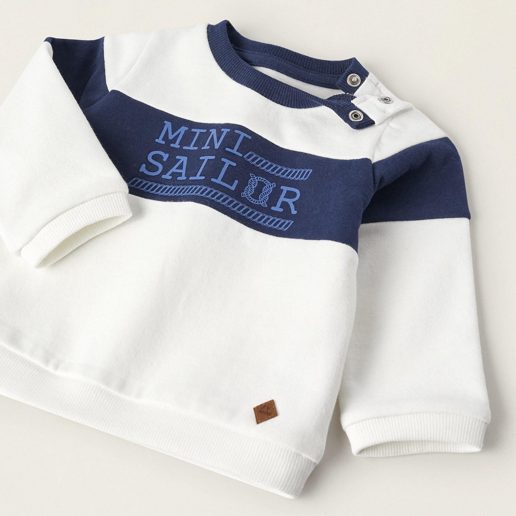 Sweatshirt for Newborn Boys 'Mini Sailor', White/Dark Blue