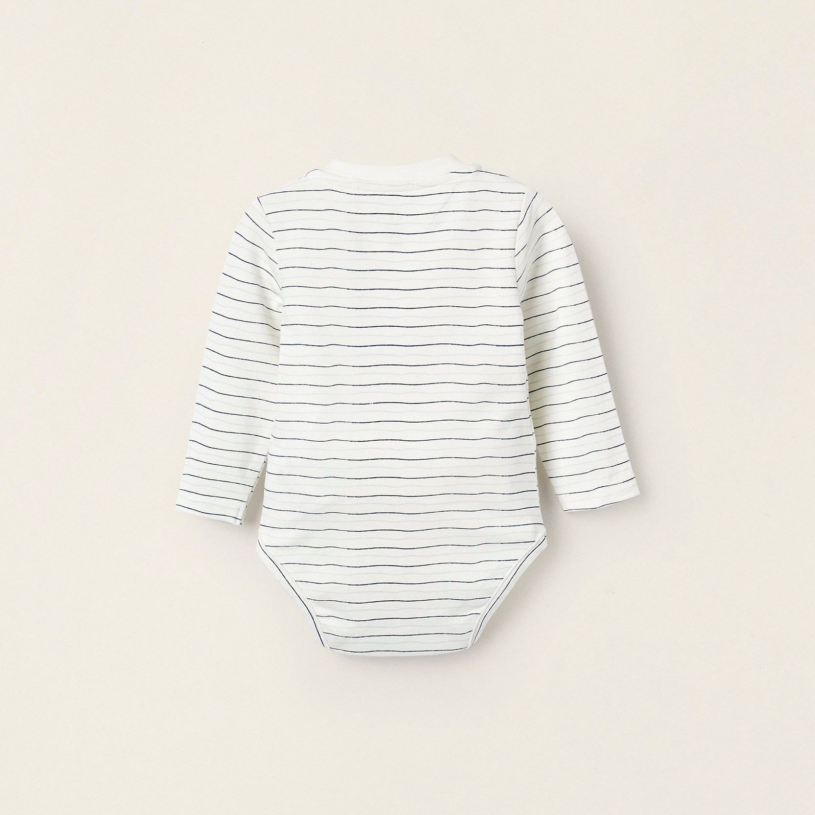 Long Sleeve Cotton Bodysuit for Newborn Boys, White/Blue