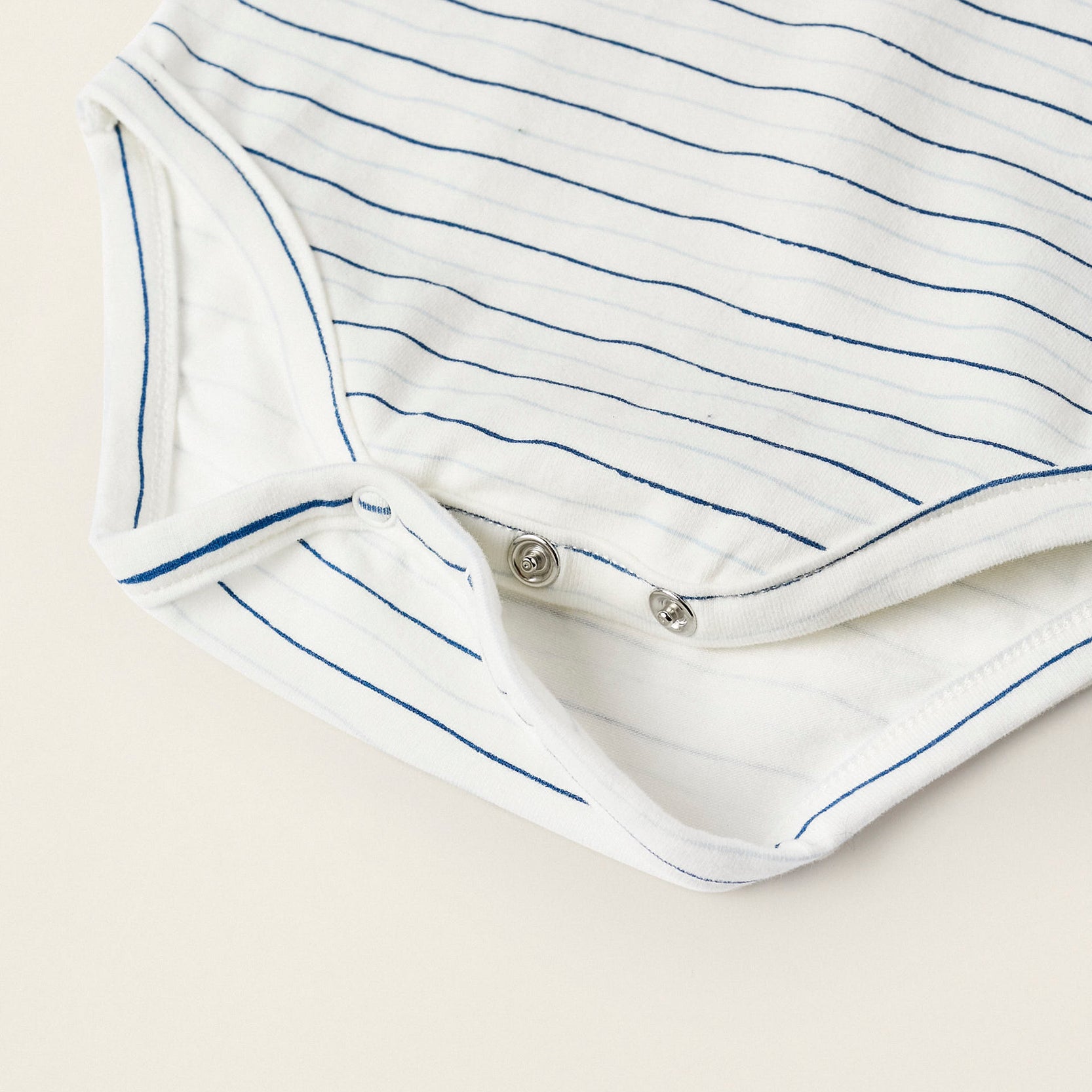 Long Sleeve Cotton Bodysuit for Newborn Boys, White/Blue