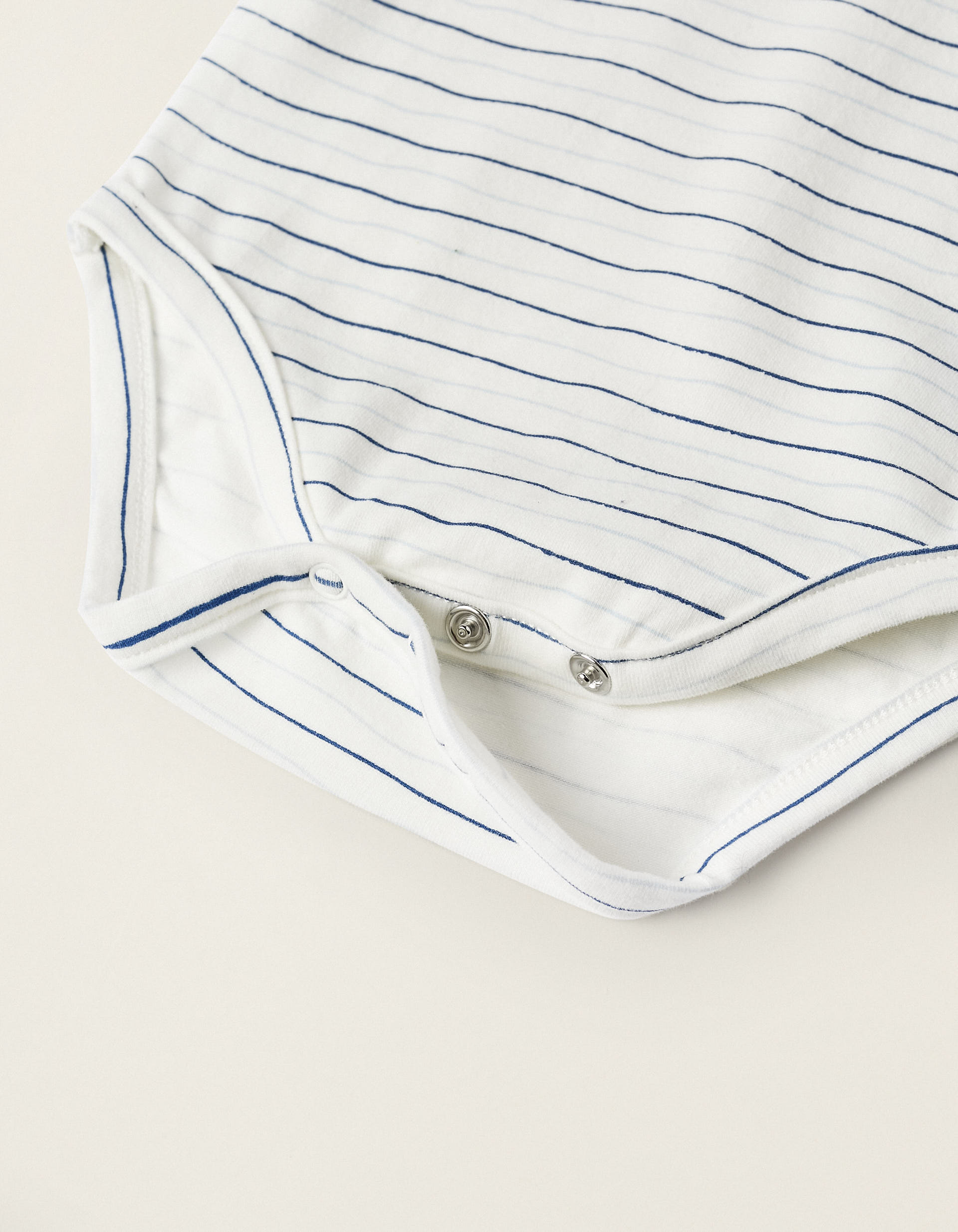 Long Sleeve Cotton Bodysuit for Newborn Boys, White/Blue