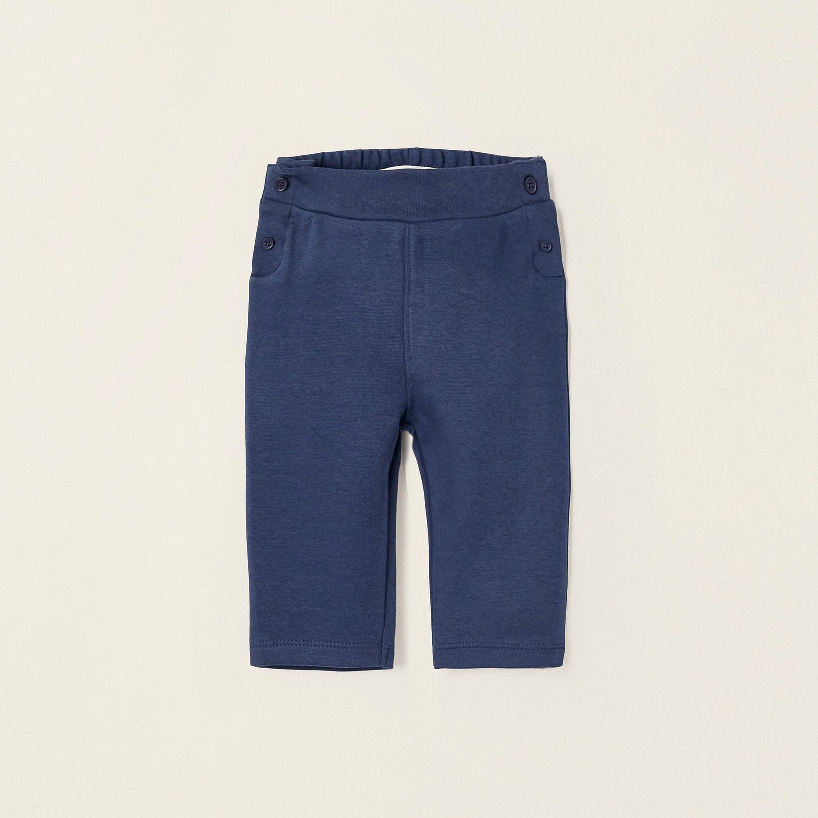 Knitted Roma Stitch Trousers for Newborn Girls, Dark Blue