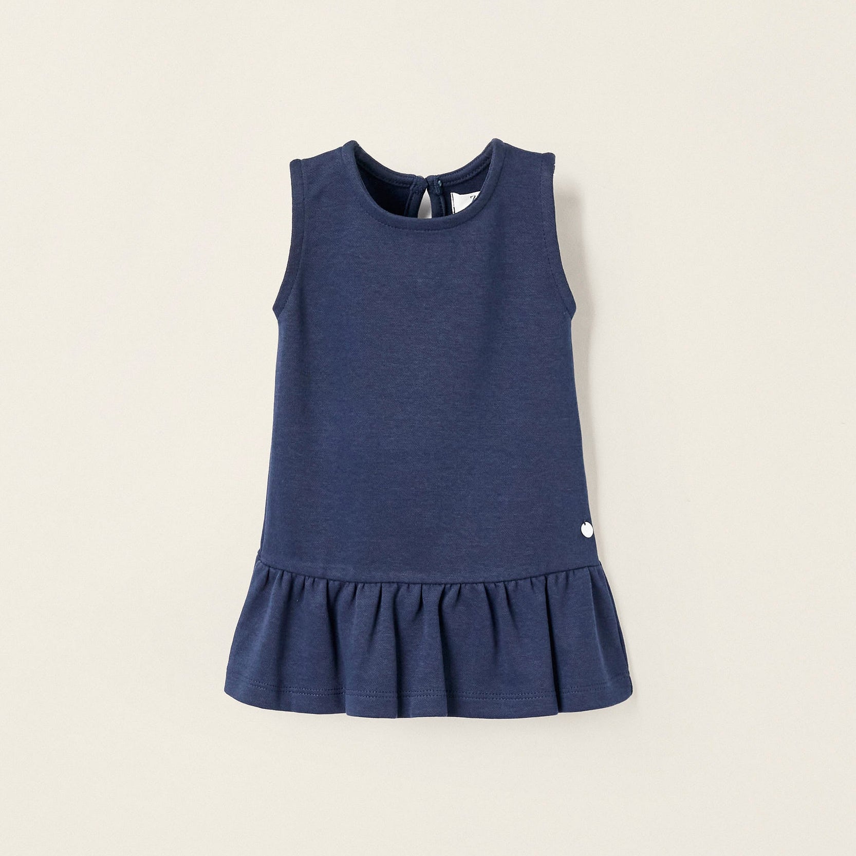Knit Roma Stitch Dress for Newborn Girls, Dark Blue
