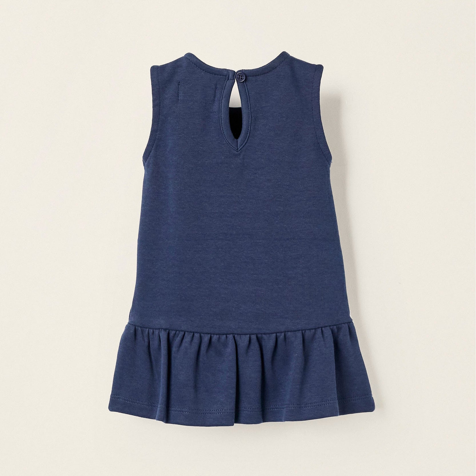Knit Roma Stitch Dress for Newborn Girls, Dark Blue