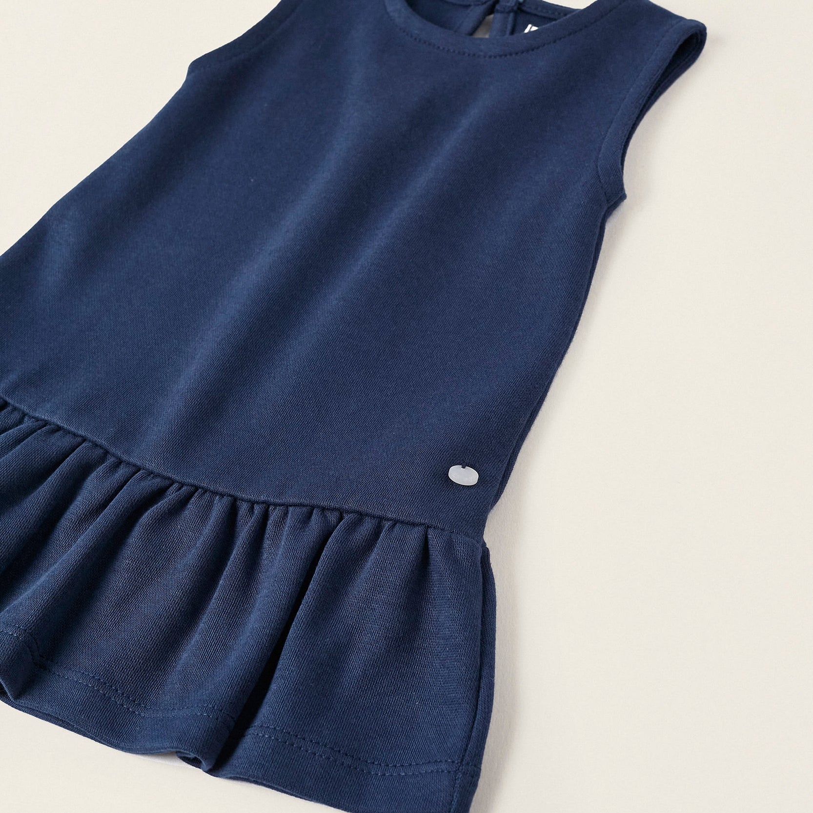 Knit Roma Stitch Dress for Newborn Girls, Dark Blue