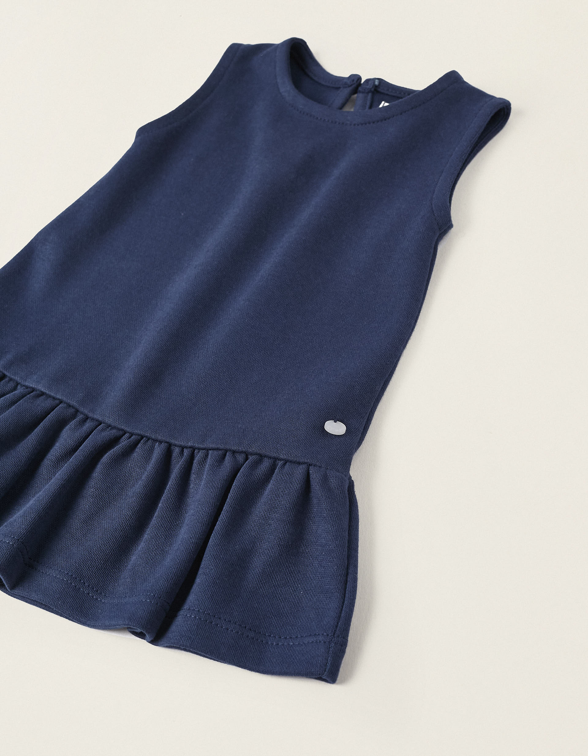 Knit Roma Stitch Dress for Newborn Girls, Dark Blue