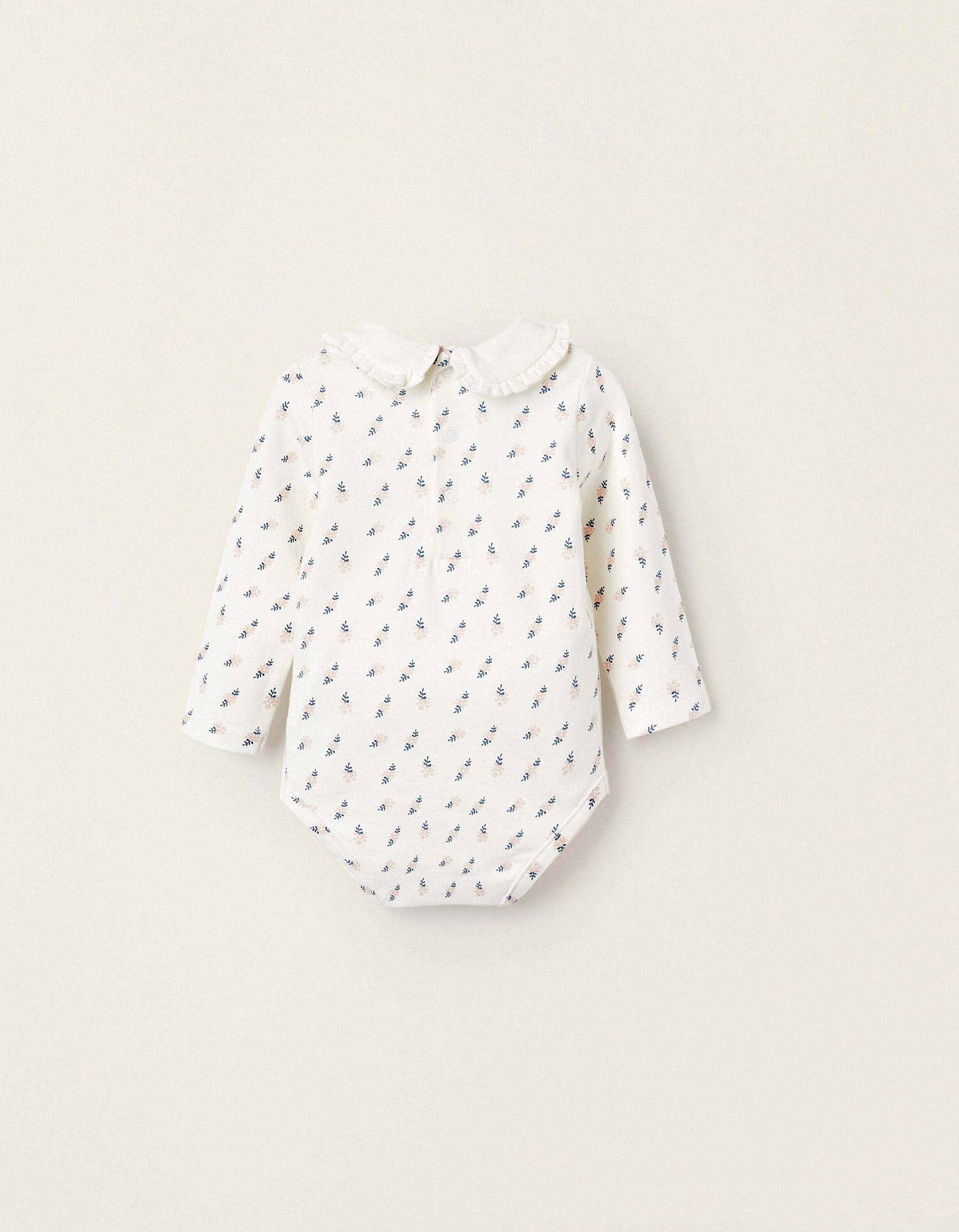 Long Sleeve Cotton Bodysuit for Newborn Girls, White