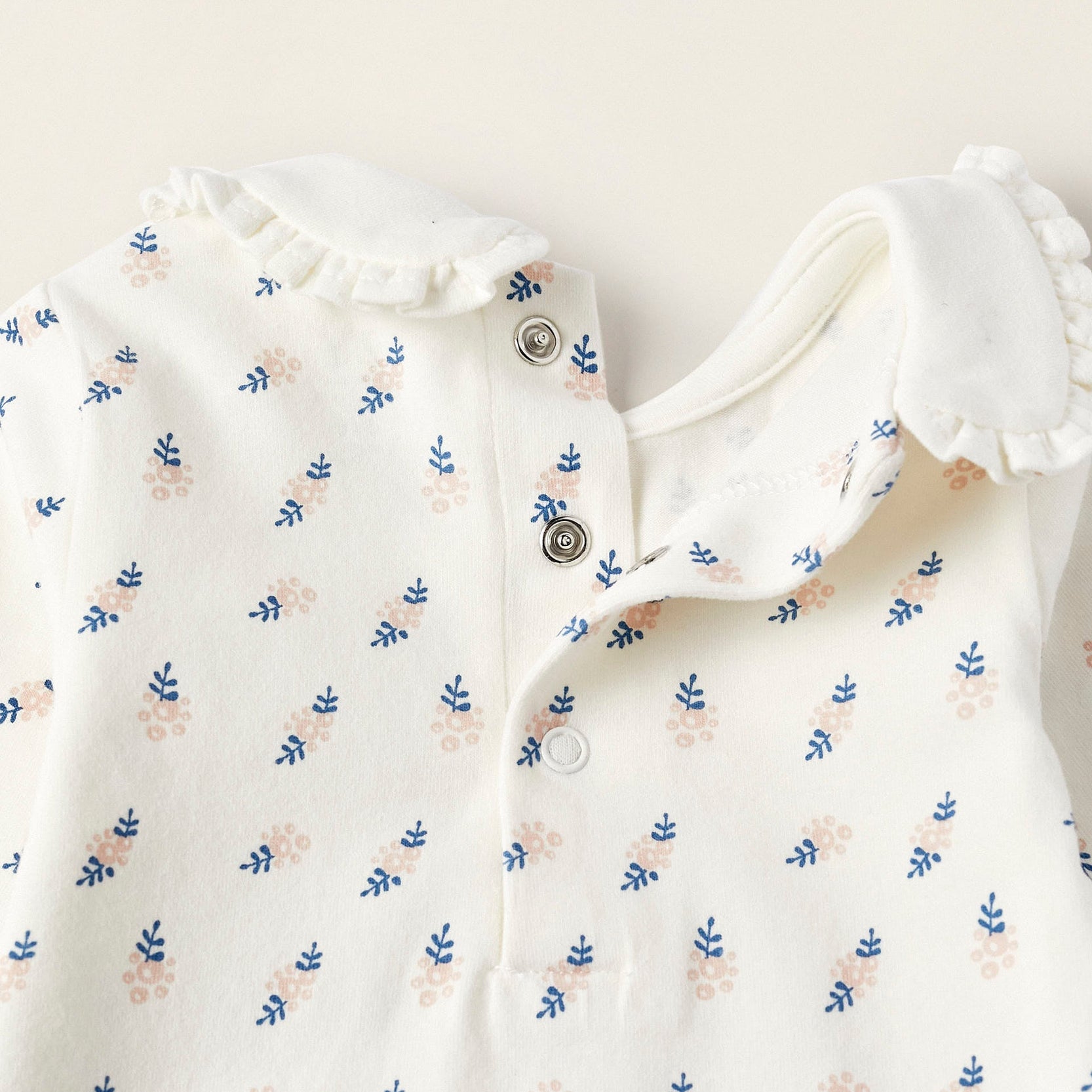 Long Sleeve Cotton Bodysuit for Newborn Girls, White