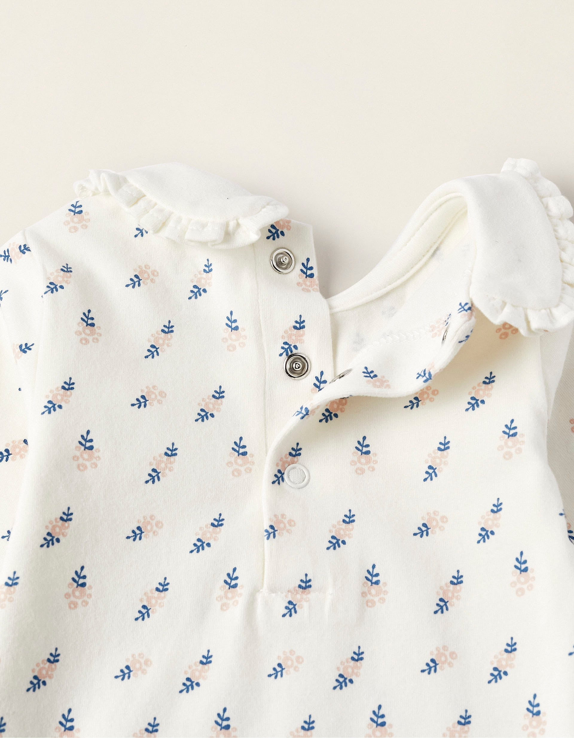 Long Sleeve Cotton Bodysuit for Newborn Girls, White