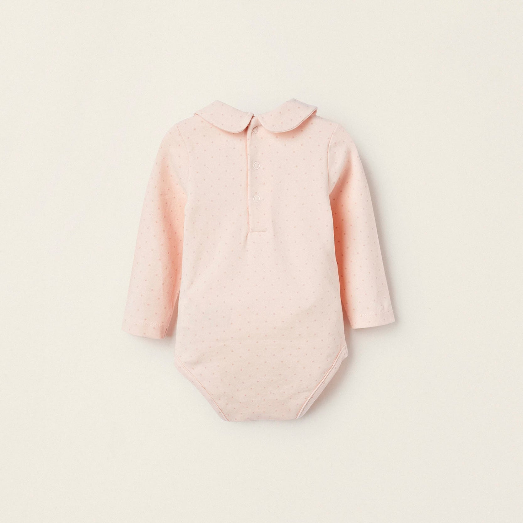 Polka Dot Cotton Jersey Bodysuit for Newborn Girls, Light Pink