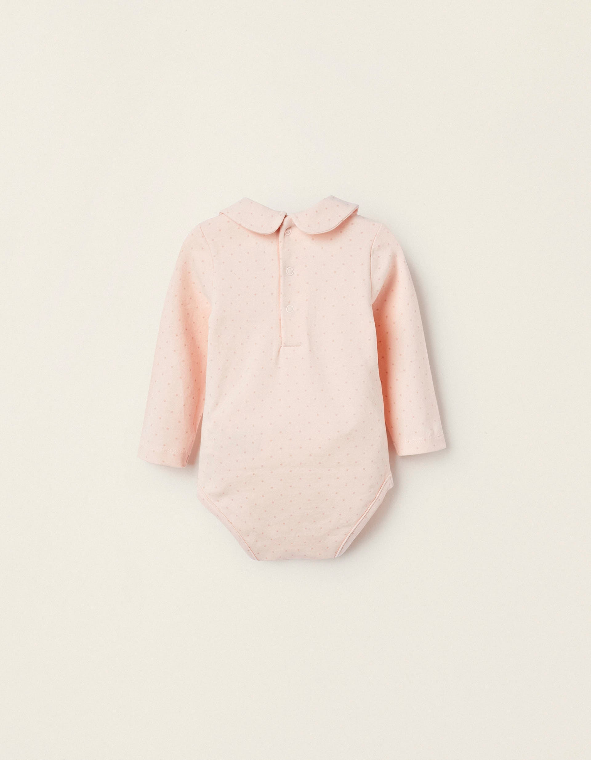 Polka Dot Cotton Jersey Bodysuit for Newborn Girls, Light Pink