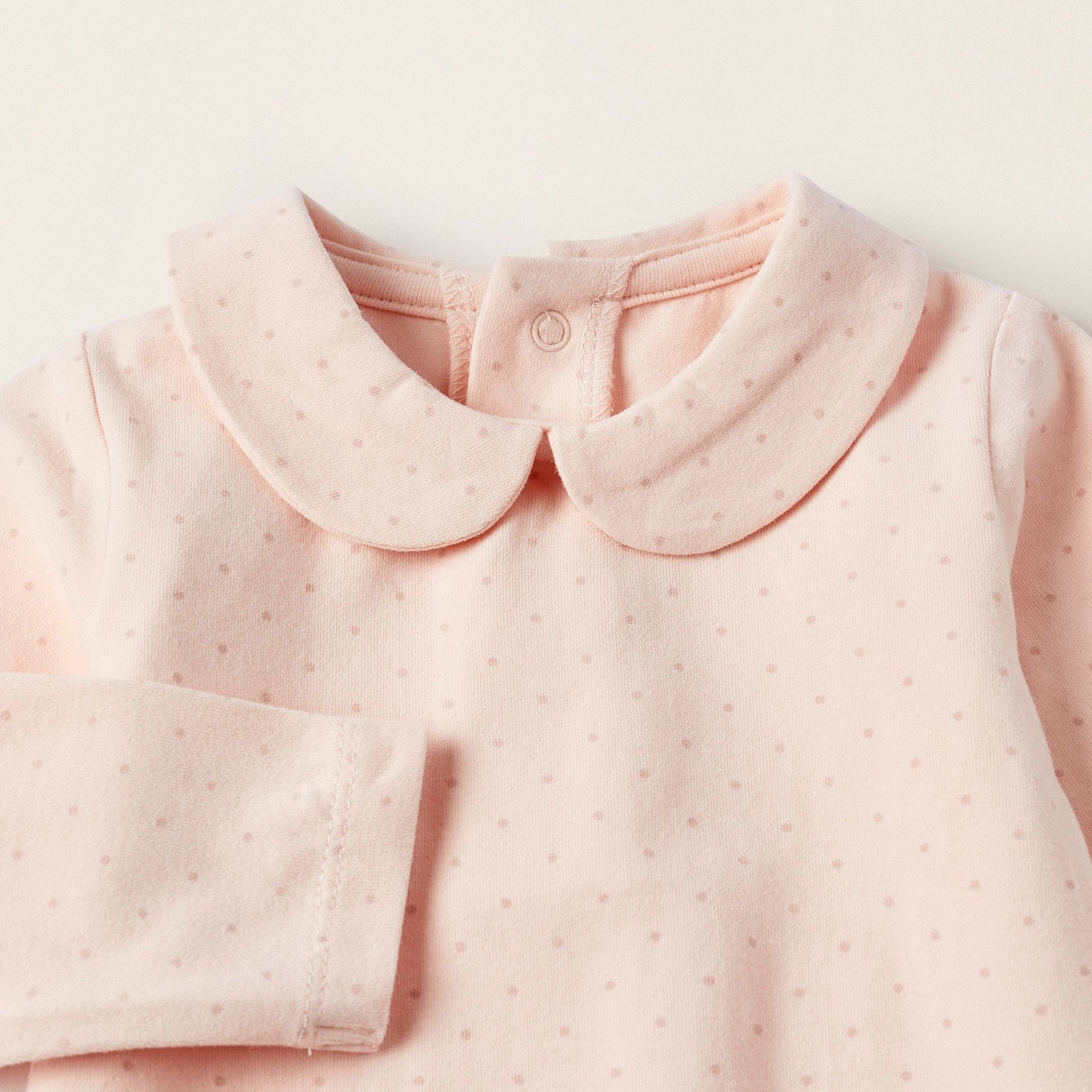 Polka Dot Cotton Jersey Bodysuit for Newborn Girls, Light Pink