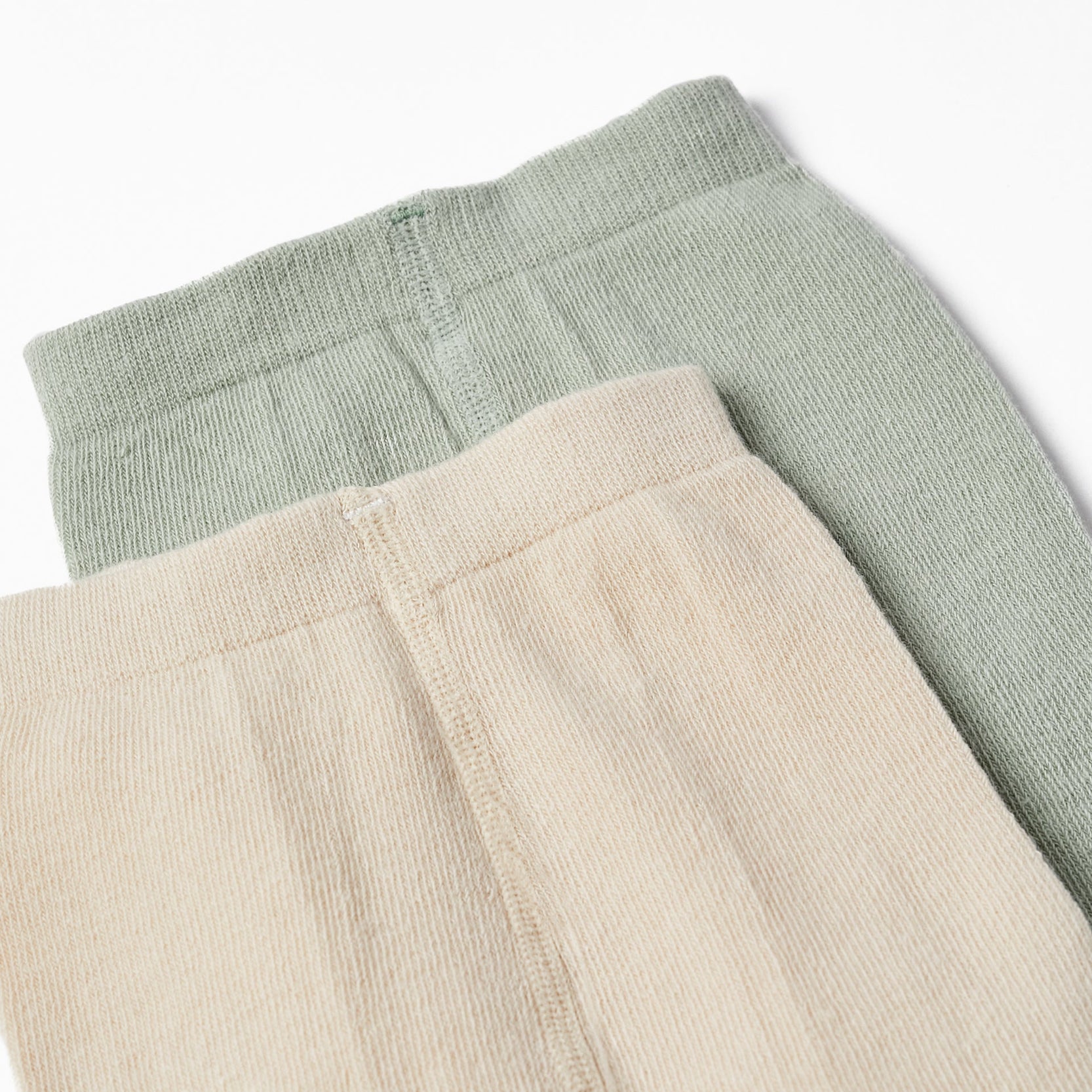 Pack of 2 Knitted Tights for Baby Girls, Beige/Green