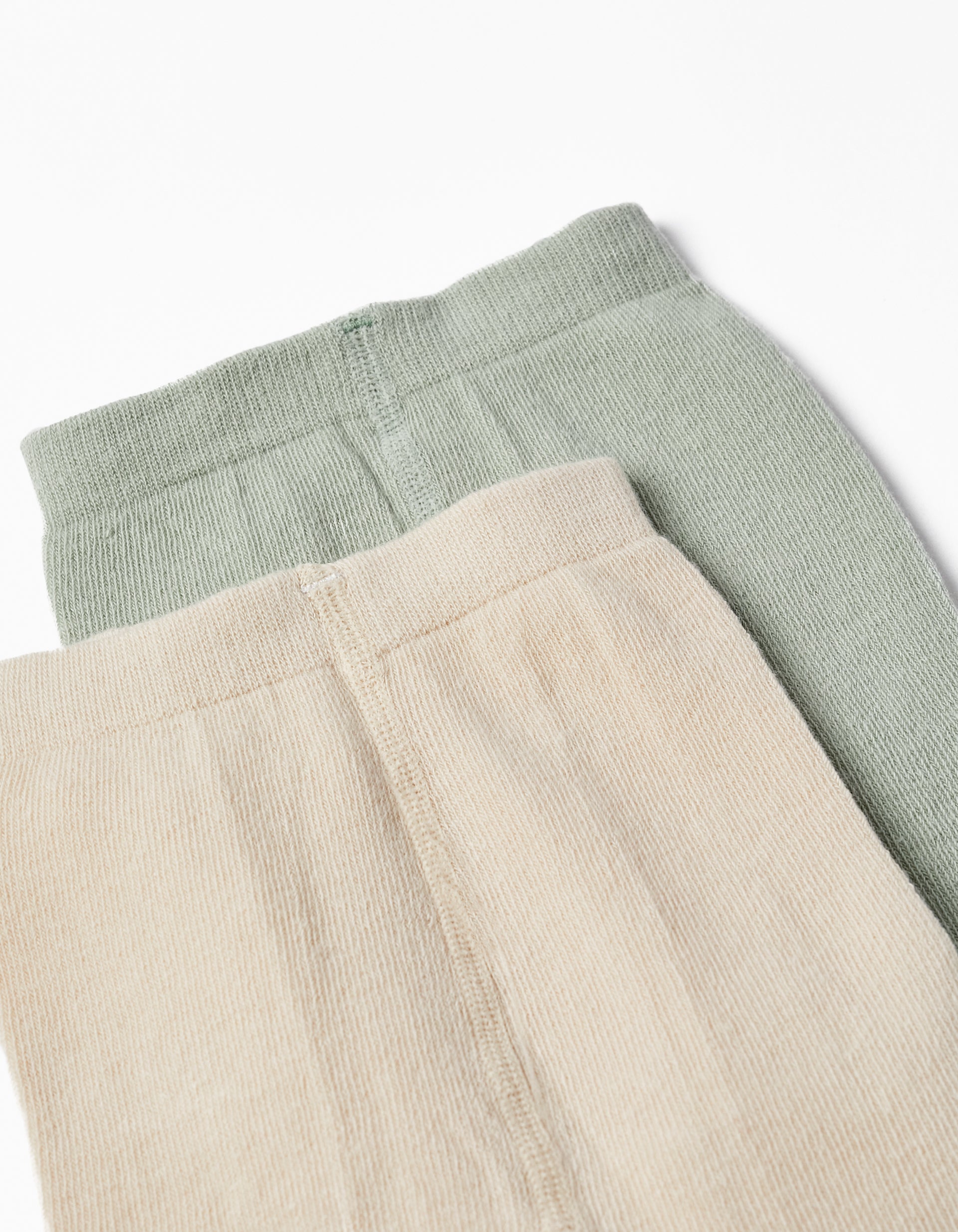 Pack of 2 Knitted Tights for Baby Girls, Beige/Green