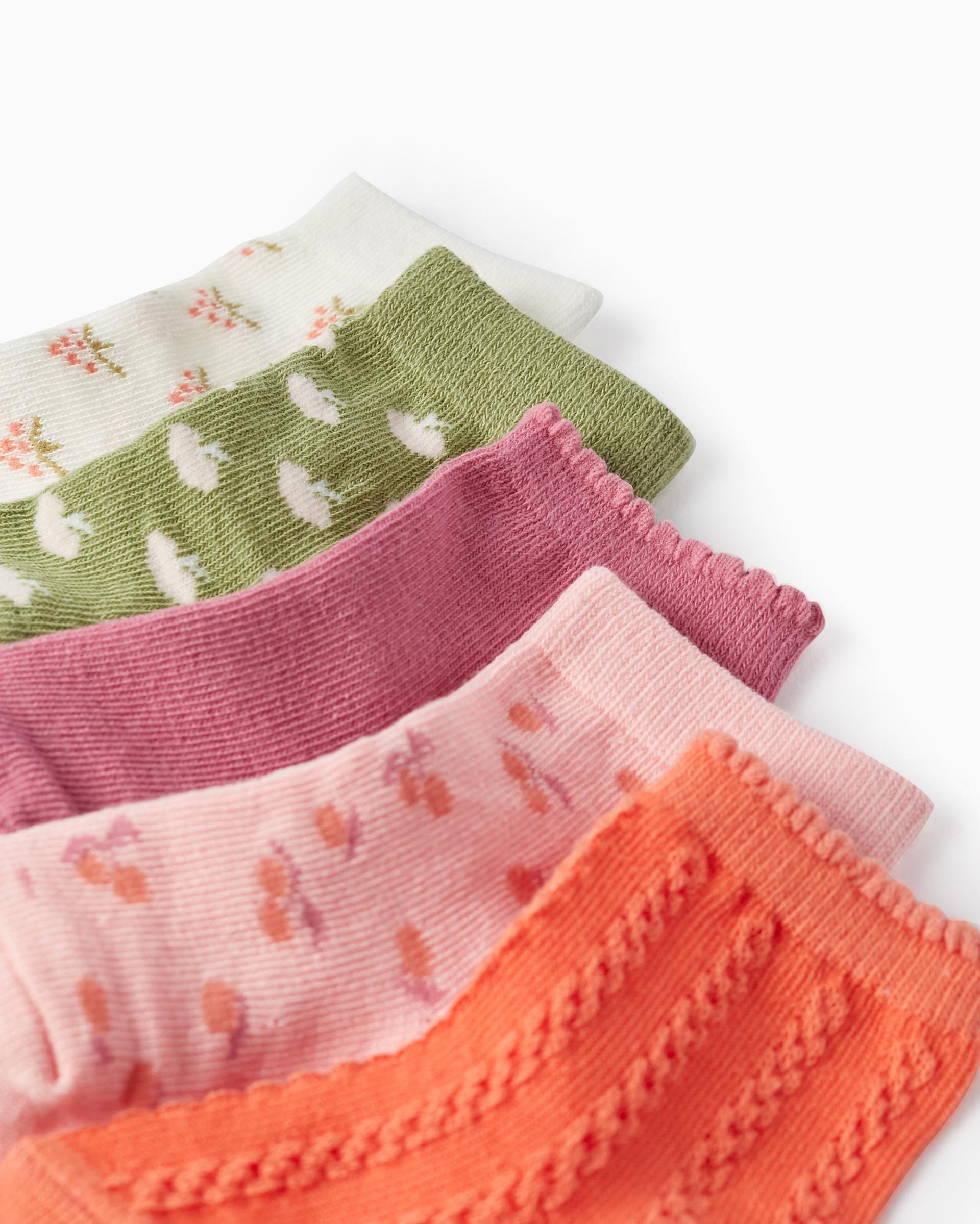 Pack of 5 Pairs of Socks for Baby Girls, Multicolour