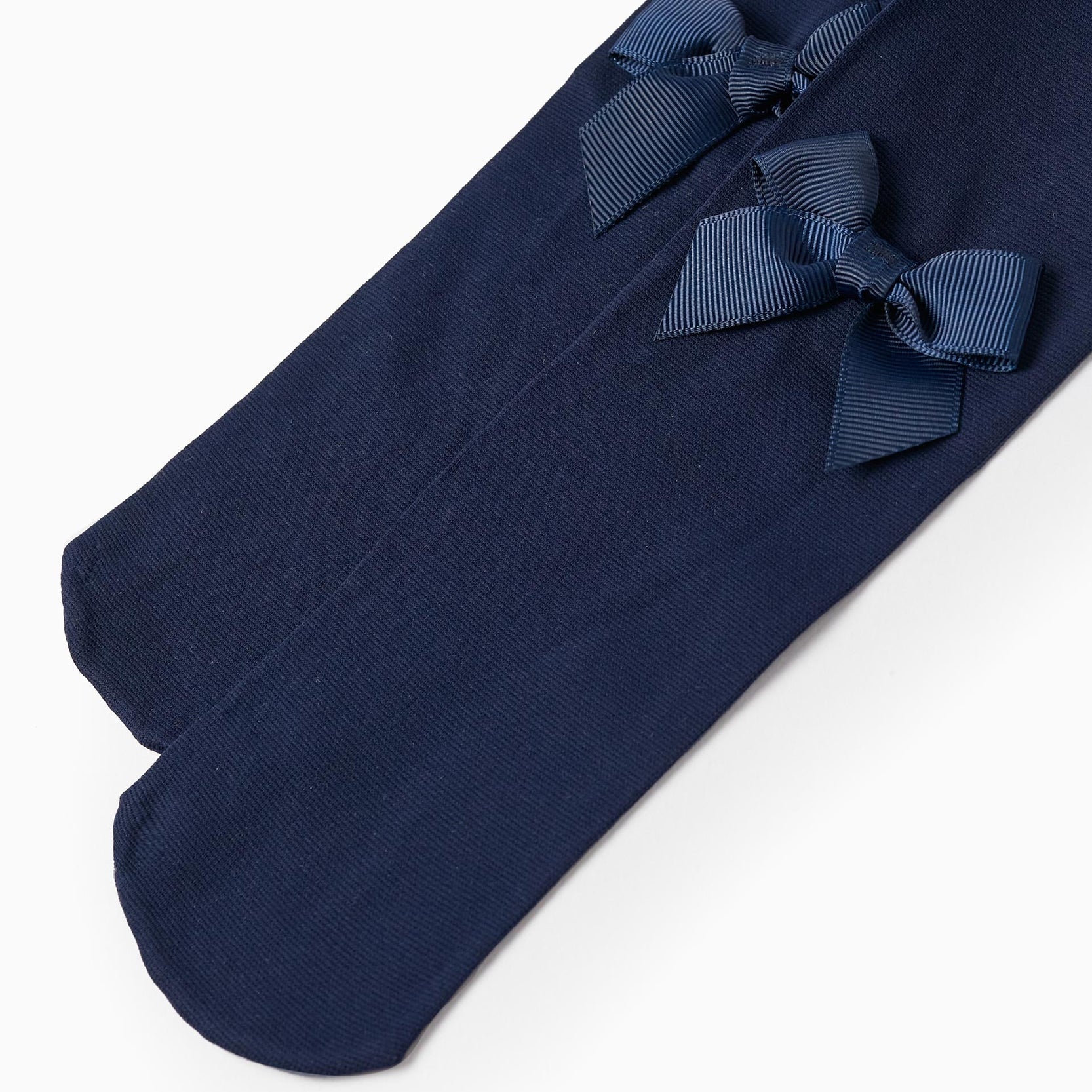 Microfiber Tights with Bow for Girls, Dark Blue