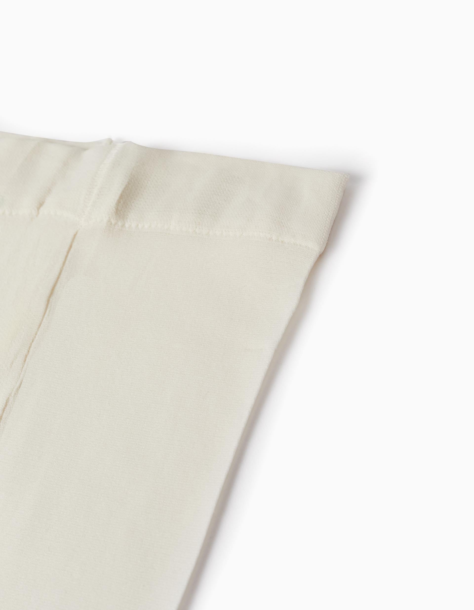 Plain Microfiber Tights for Girls, White