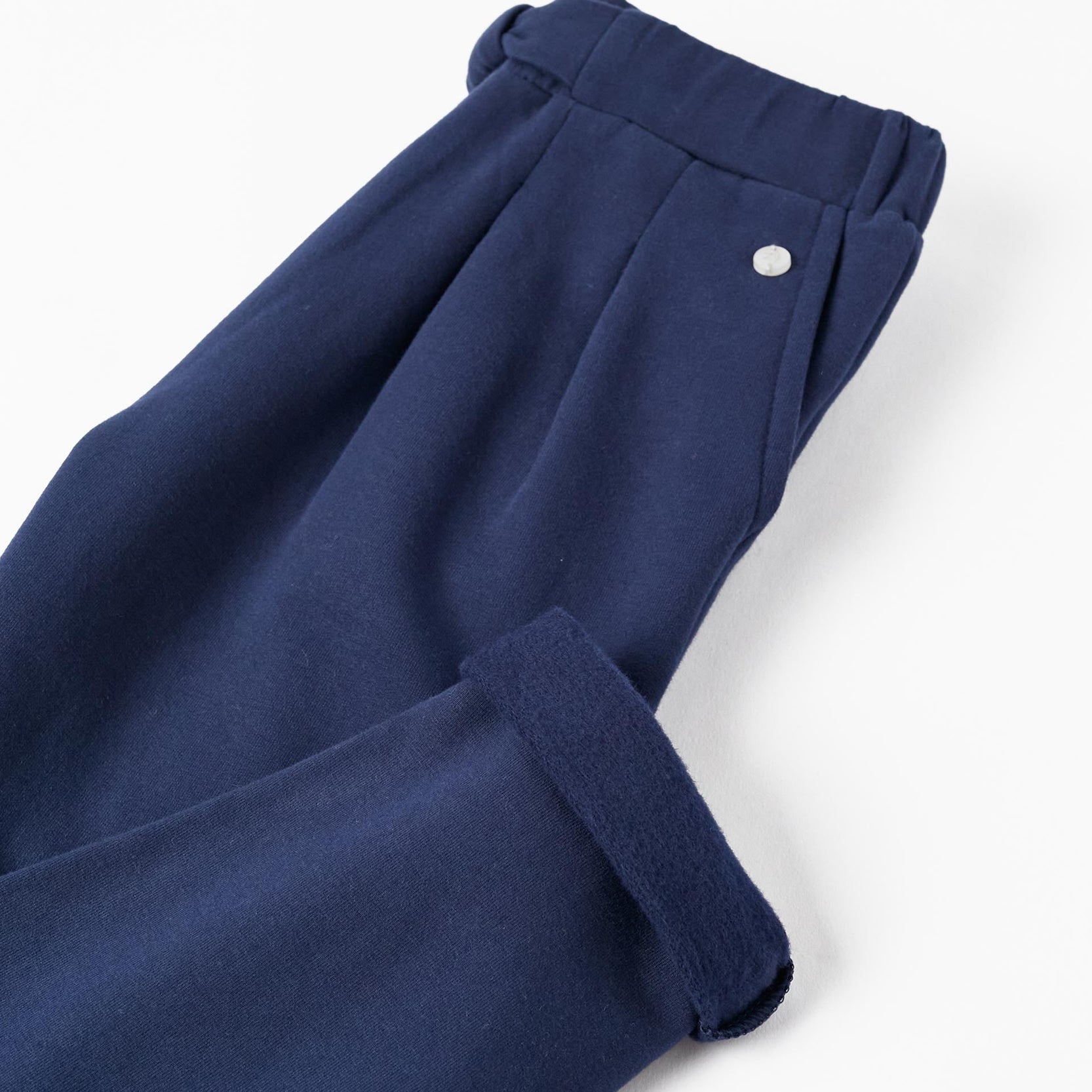 Cotton Trousers with Bow for Girls, Dark Blue