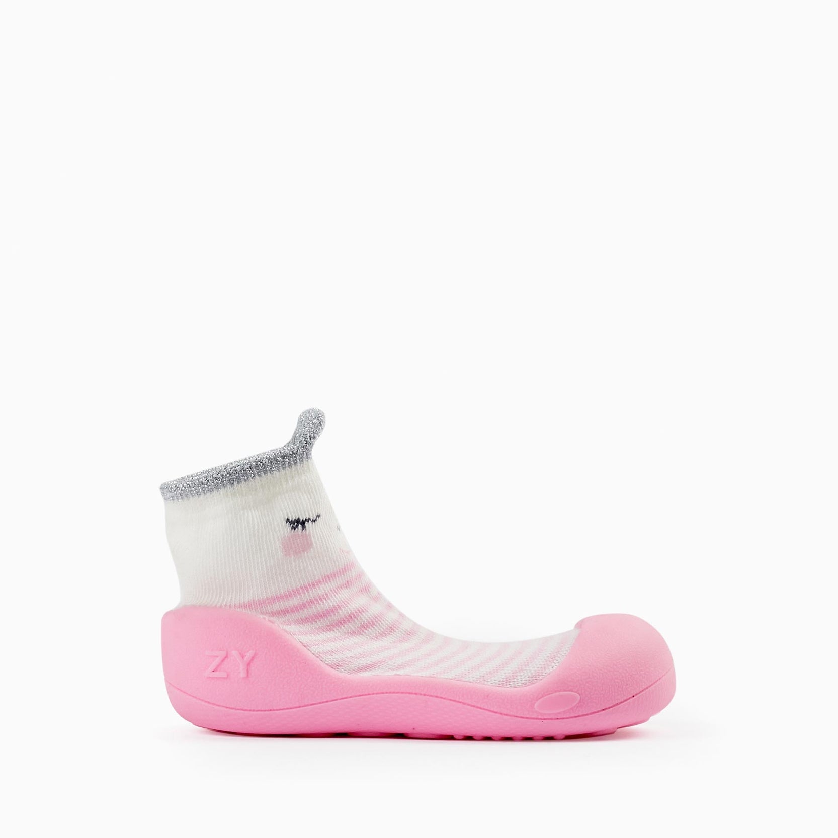 Steppies Socks-Slippers for Baby Girls 'Princess', White/Pink