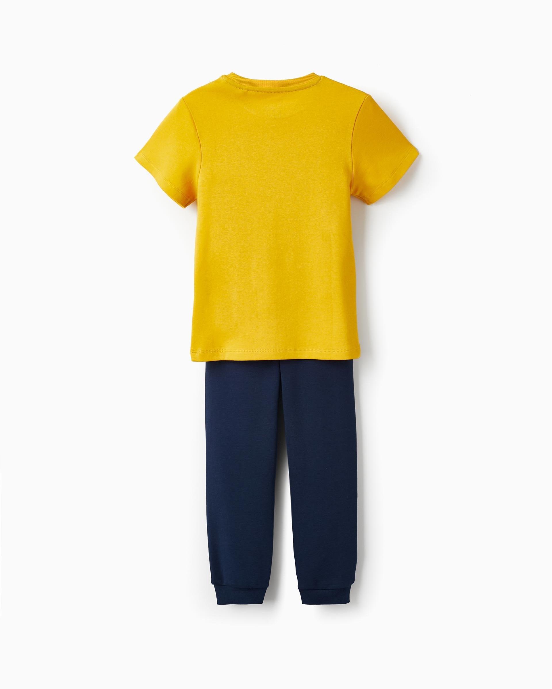 Short Sleeve Pyjama for Boys 'One More Spin', Yellow/Dark Blue