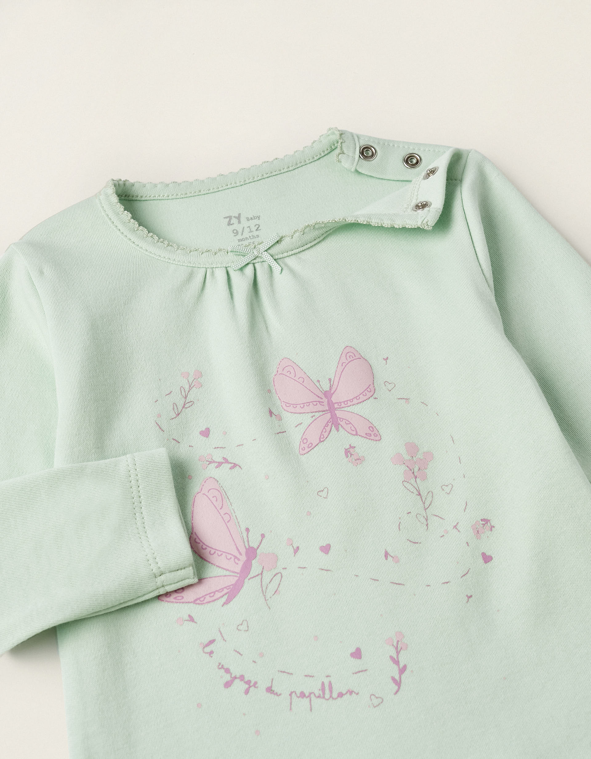 Cotton Pyjama for Baby Girls 'Butterflies', Light Green