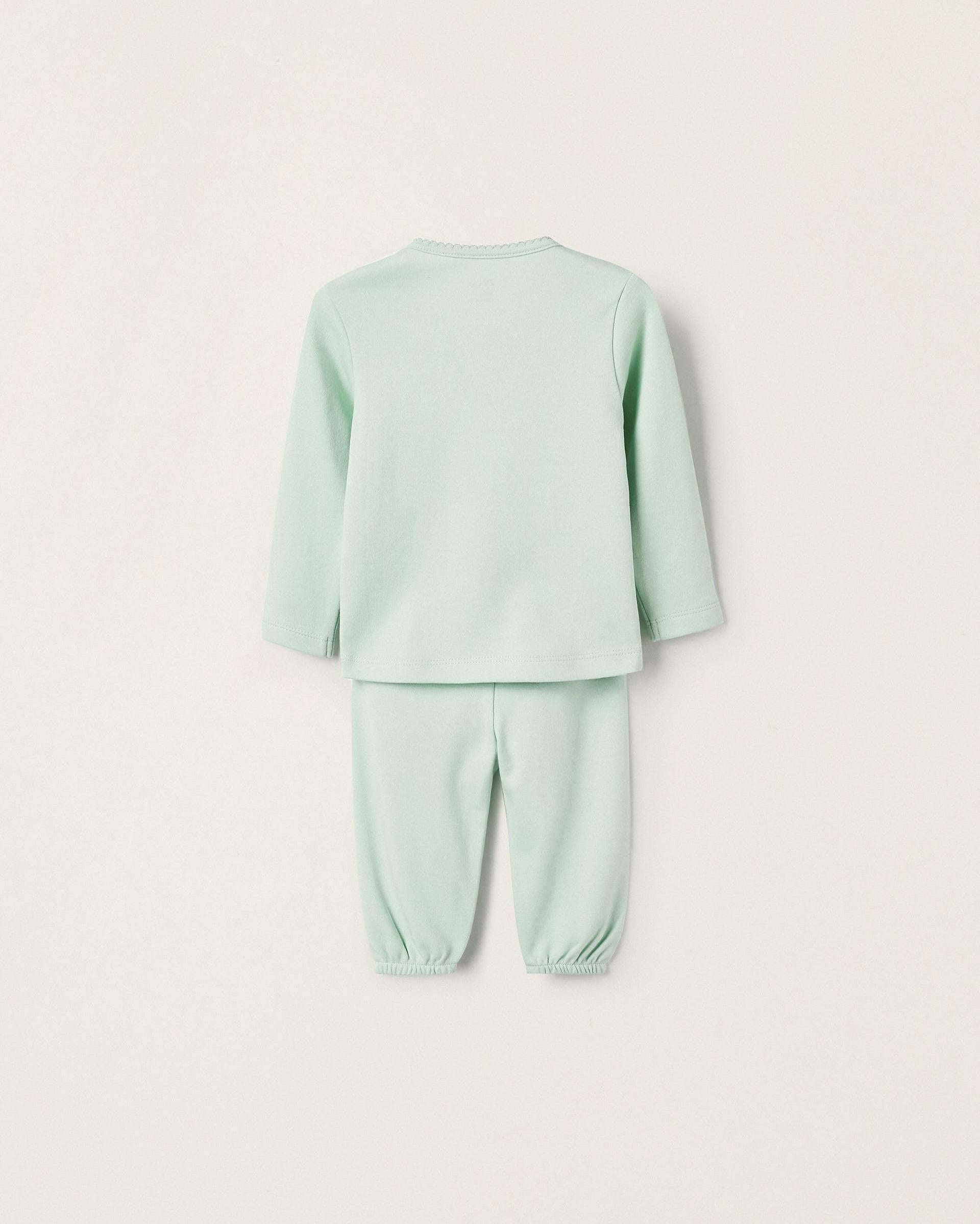 Cotton Pyjama for Baby Girls 'Butterflies', Light Green