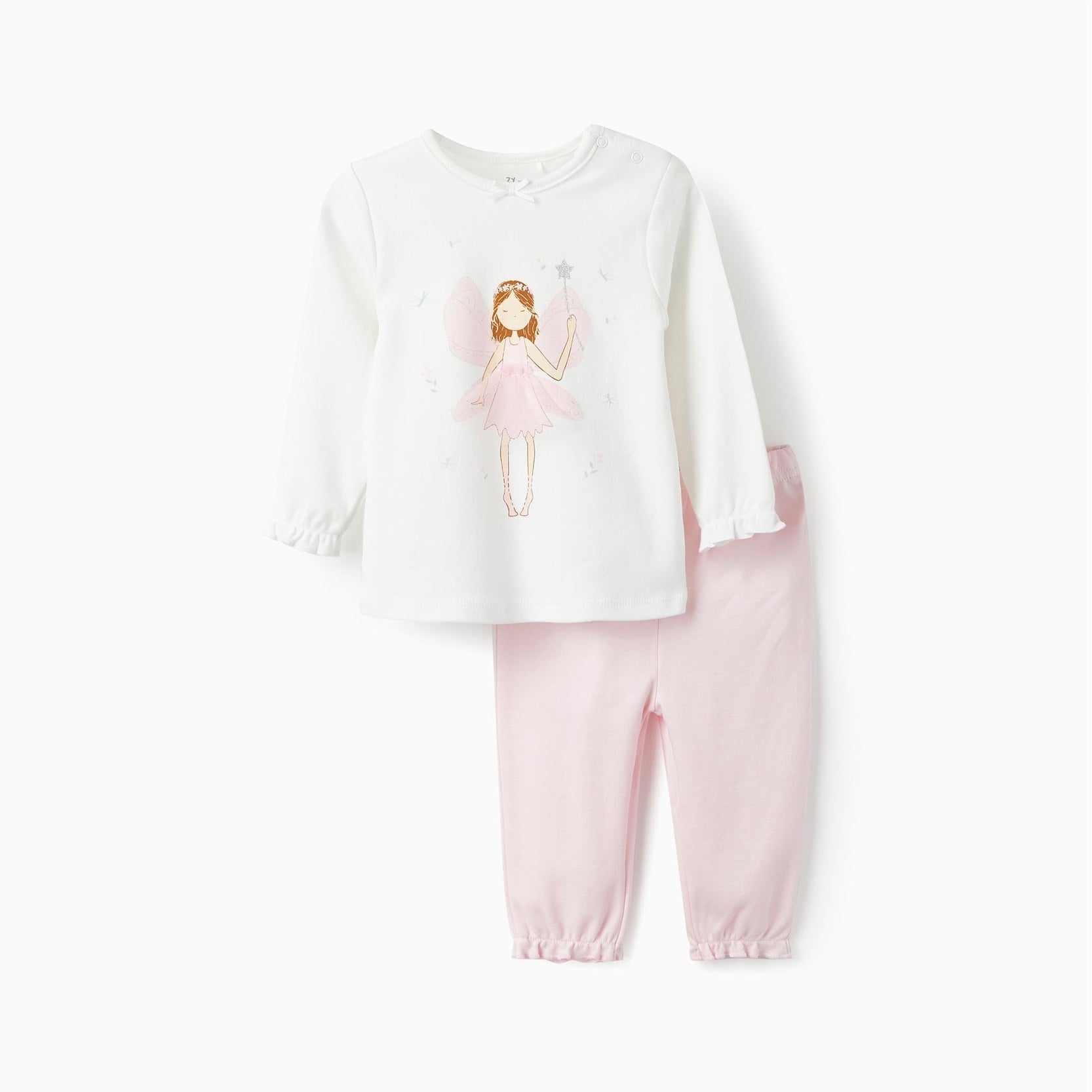 Cotton Interlock Pyjama with Tulle for Baby Girls 'Fairy', White/Pink
