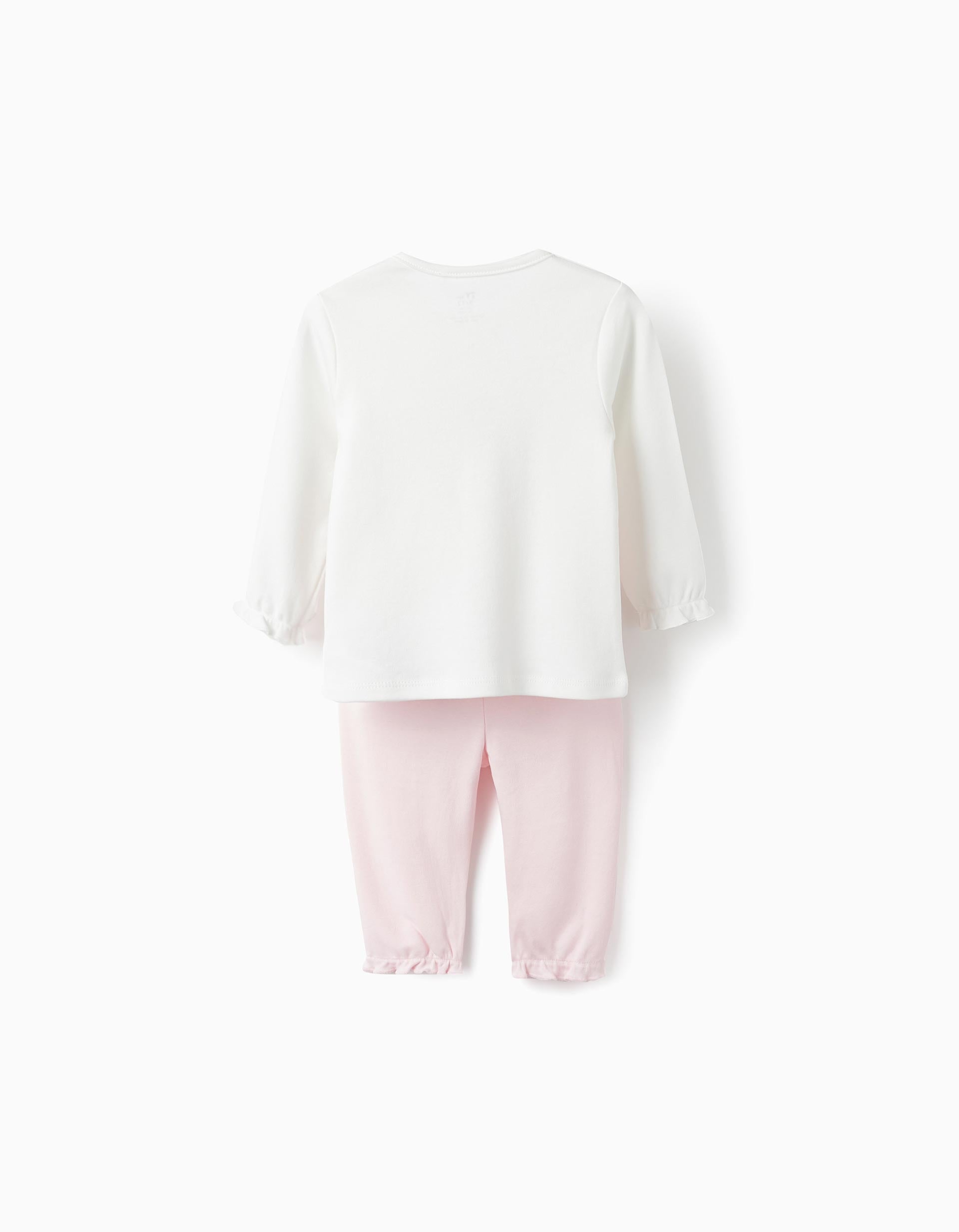 Cotton Interlock Pyjama with Tulle for Baby Girls 'Fairy', White/Pink