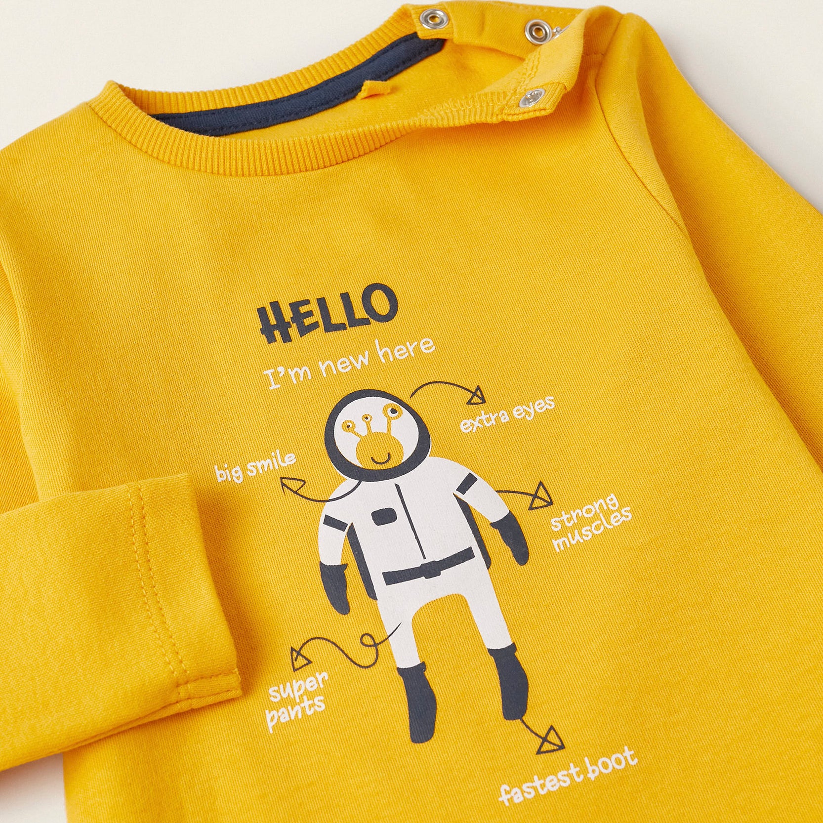 Long Sleeve Pyjamas for Baby Boy 'Alien', Yellow/Dark Blue