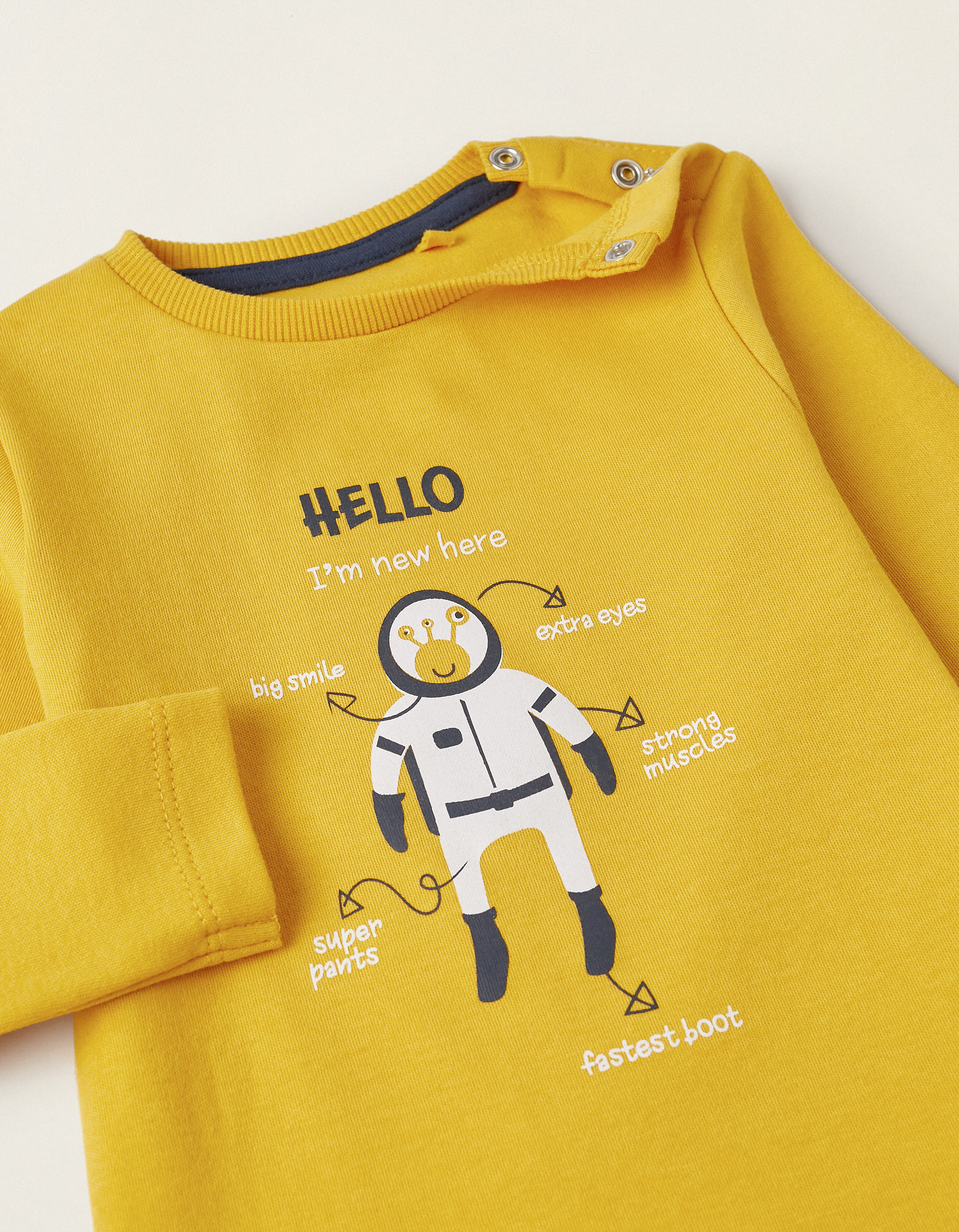 Long Sleeve Pyjamas for Baby Boy 'Alien', Yellow/Dark Blue