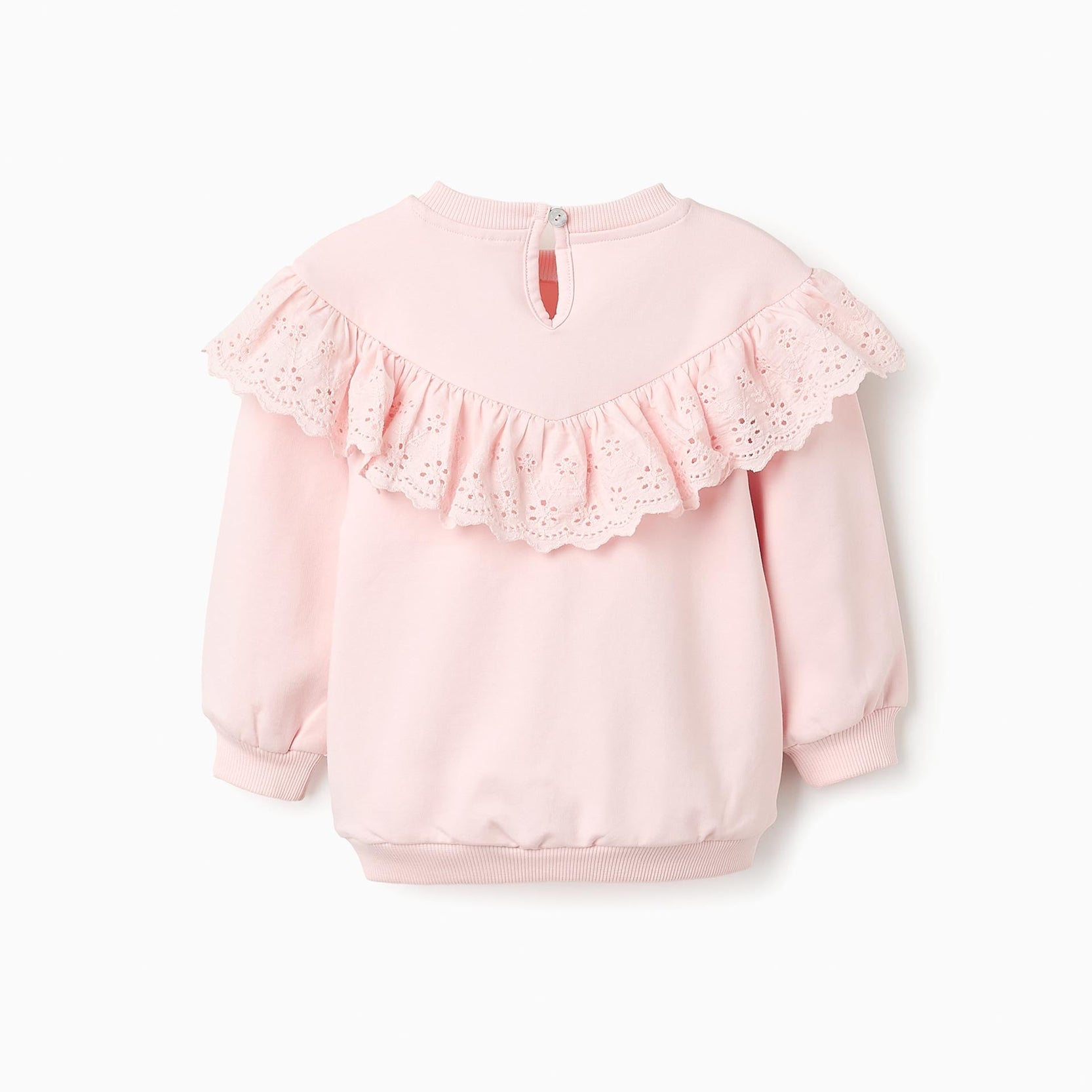 Cotton Sweatshirt with Ruffles for Baby Girls, Pink