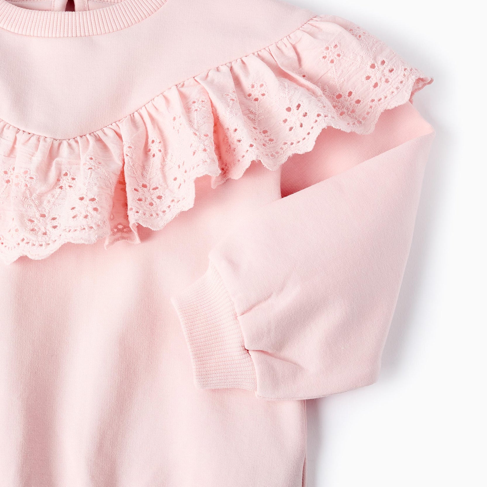 Cotton Sweatshirt with Ruffles for Baby Girls, Pink