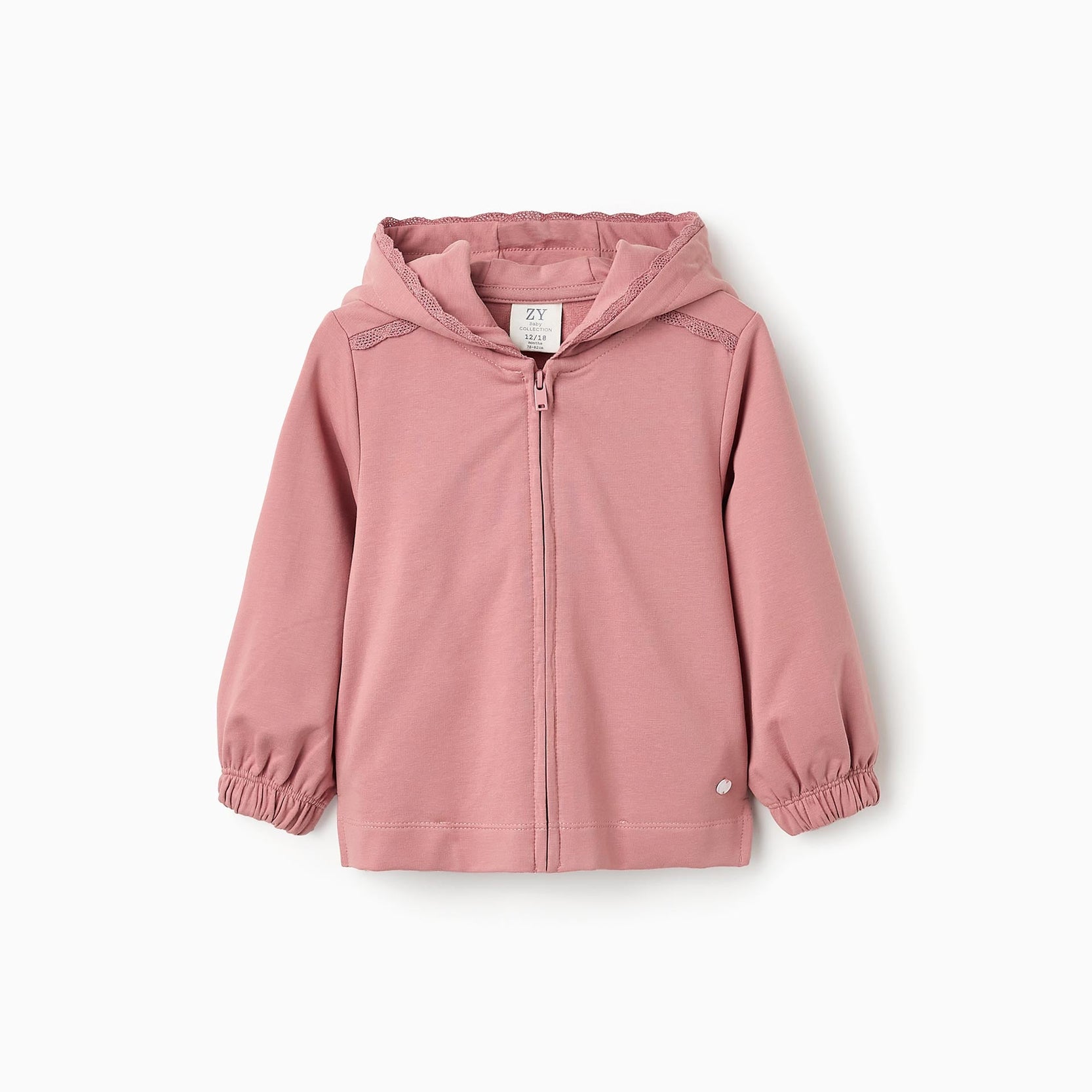Hooded Jacket with Crochet Details for Baby Girls, Pink