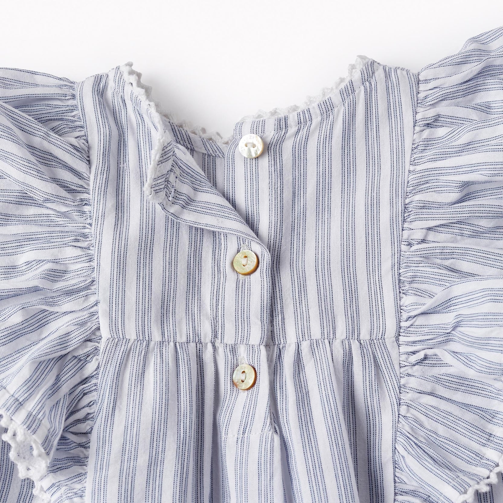 Striped Cotton Blouse for Baby Girls, White